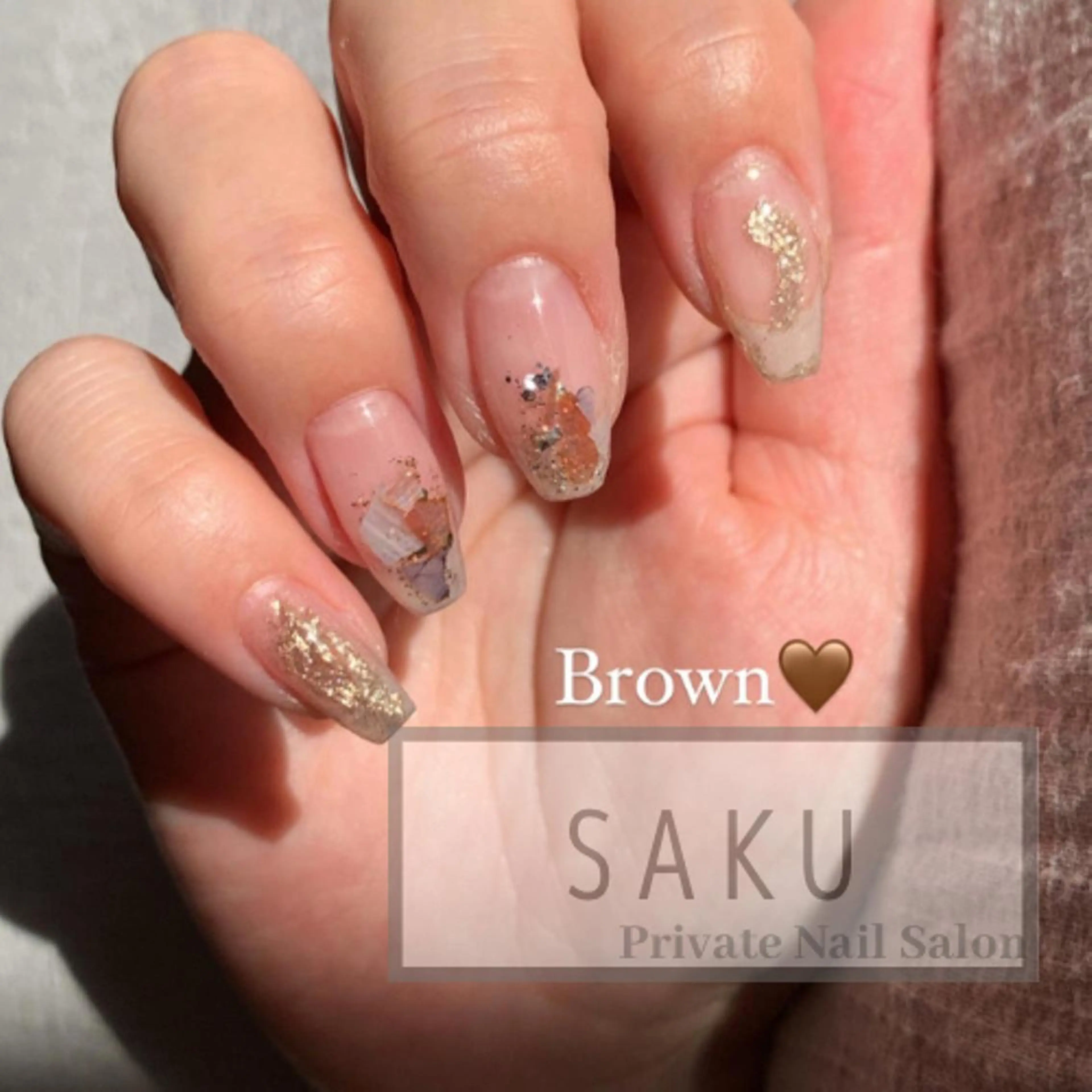 ネイル ブラウン ハンドネイル SAKU  nail[サクネイル]所属・SAKU nail 作島茜のネイルデザイン