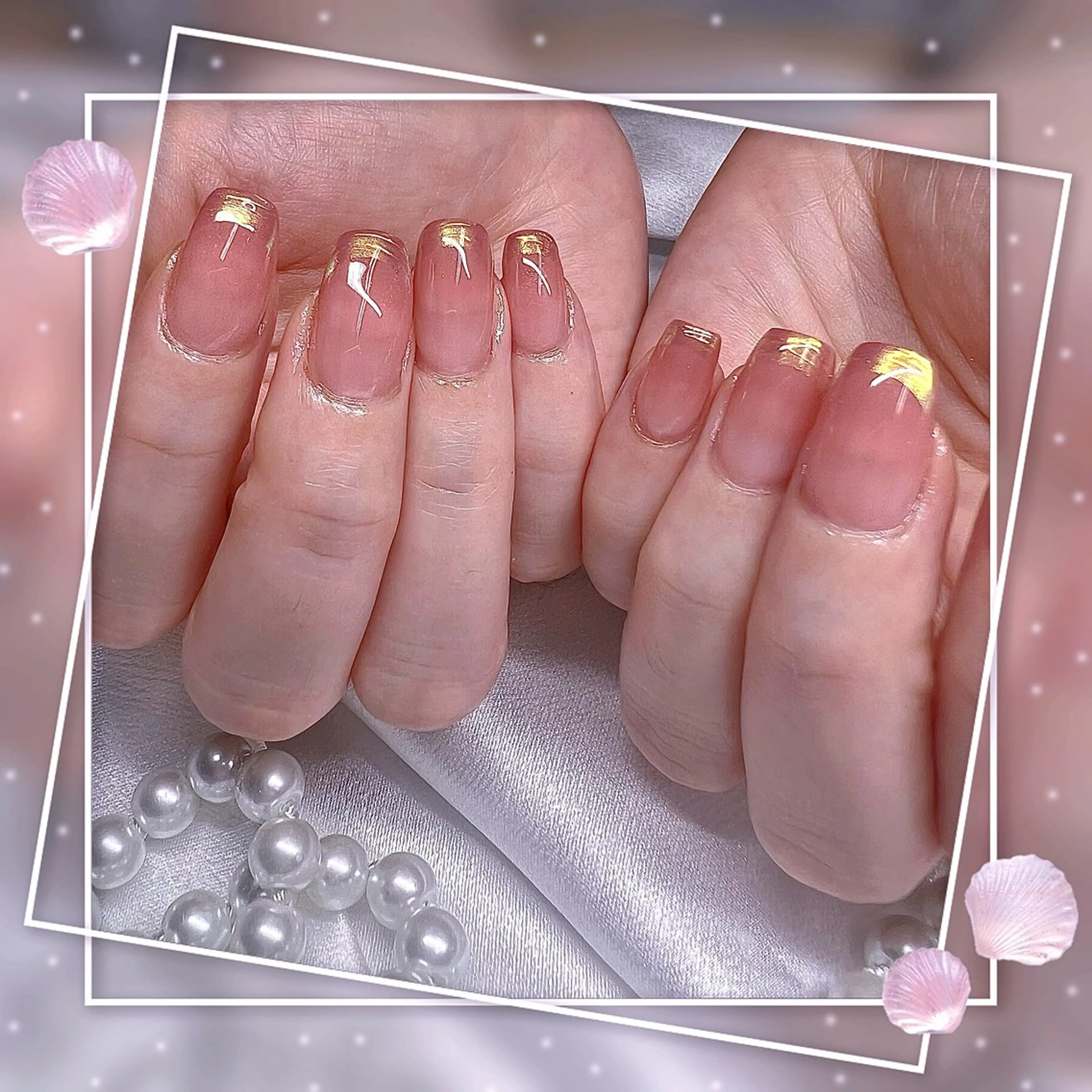 ネイル フレンチネイル グラデーション キラキラネイル 韓国ネイル マグネットネイル ハンドネイル ハンドケア Chill Nailsalonのネイルデザイン