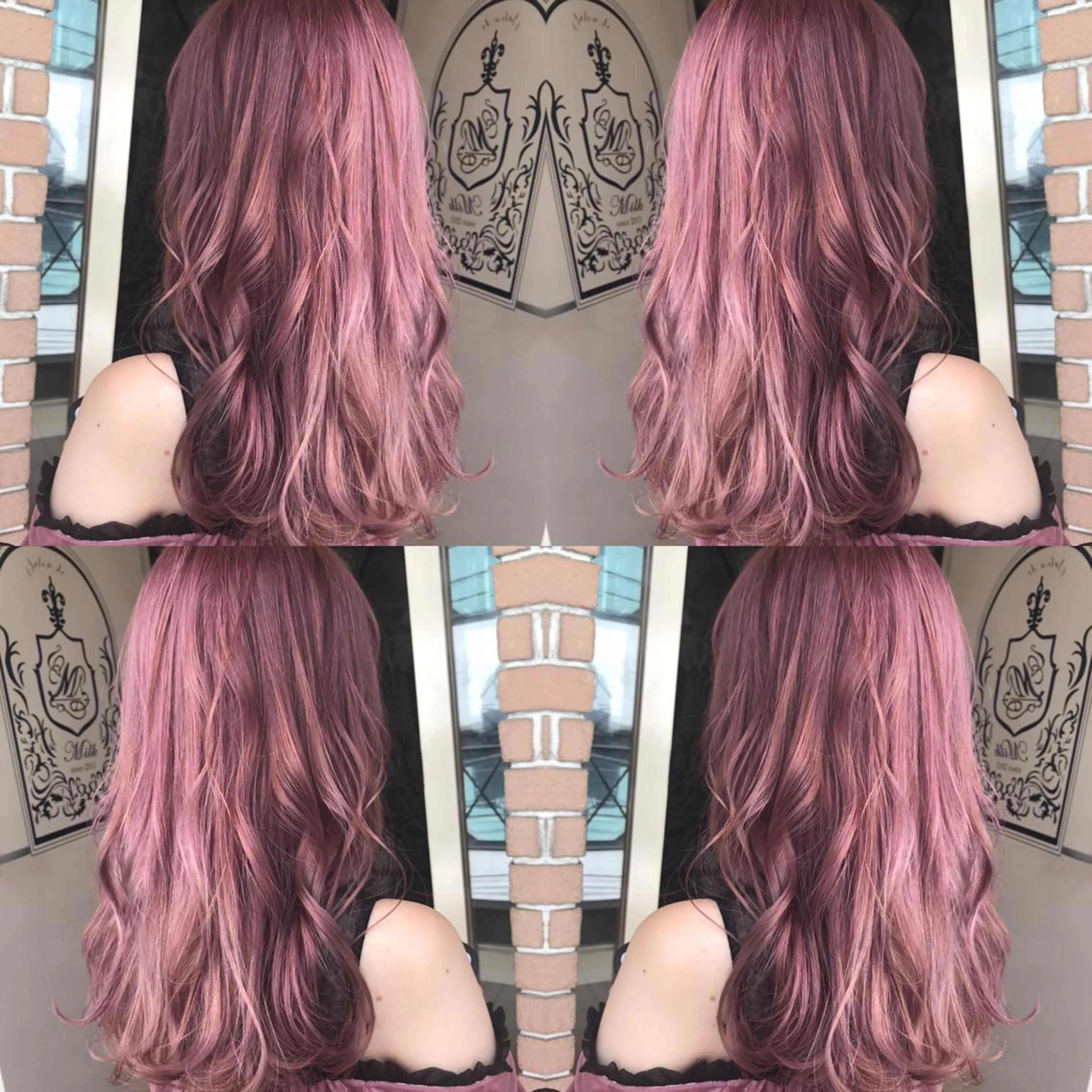 ロング カラー パーマ ヘアアレンジ メンズ キッズ ネイル マツエク・マツパ ピンクカラー カラーマツエク ピンク サロンドミルク 原宿のヘアスタイル