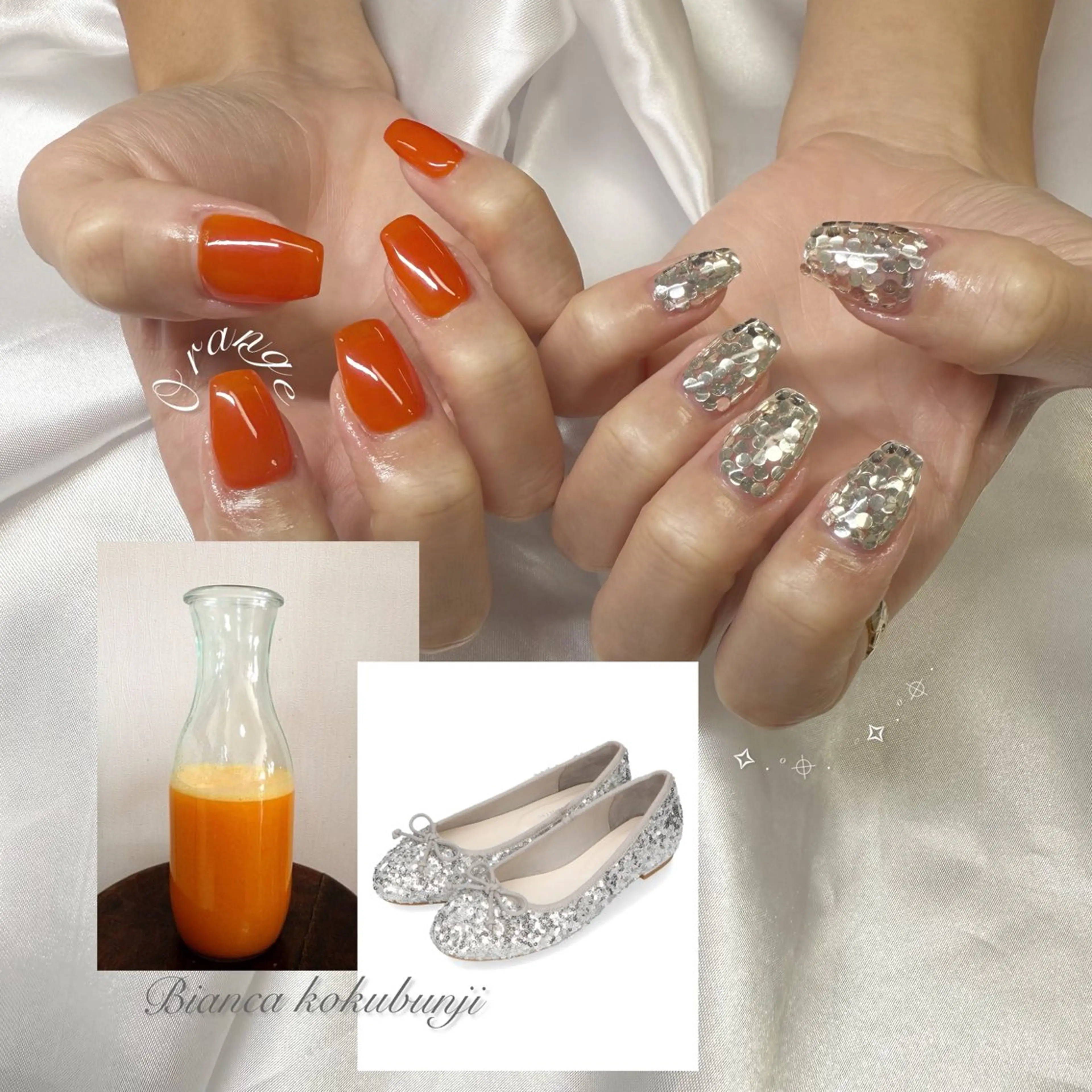 ネイル オレンジ ハンドネイル Bianca☁国分寺 🤍店長/黒木愛美のネイルデザイン