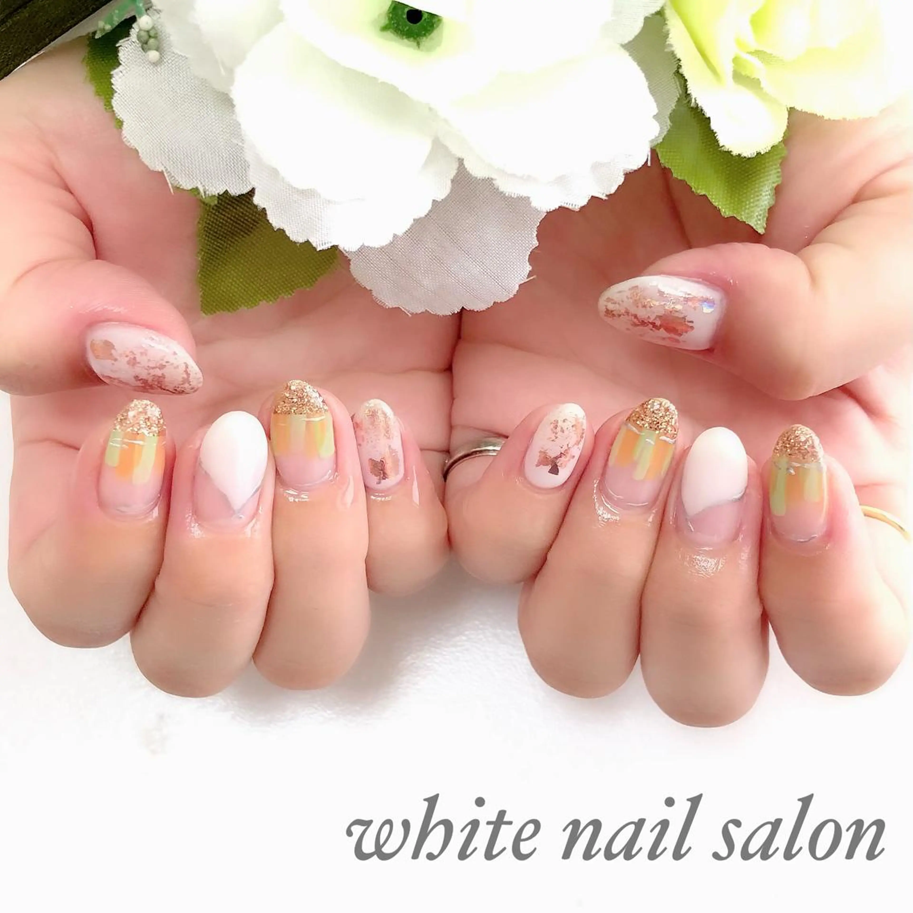 ネイル アートネイル フレンチネイル ジェルネイル ハードジェル 持ち込み ハンドネイル white nail salonのネイルデザイン