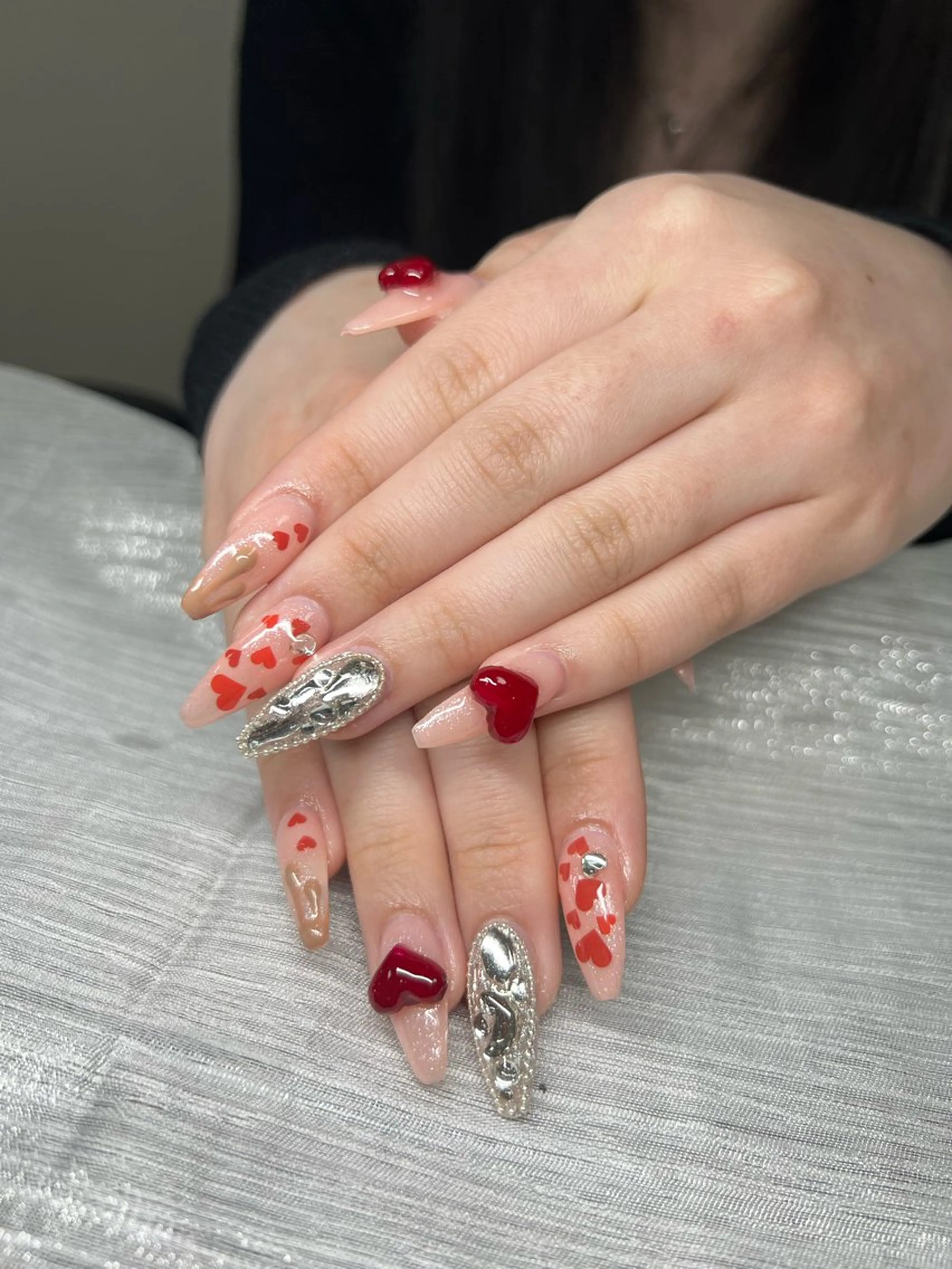 ネイル 長さ出し グラデーション キラキラネイル マグネットネイル ミラーネイル Lee Nails チップ長さだし専門店のネイルデザイン