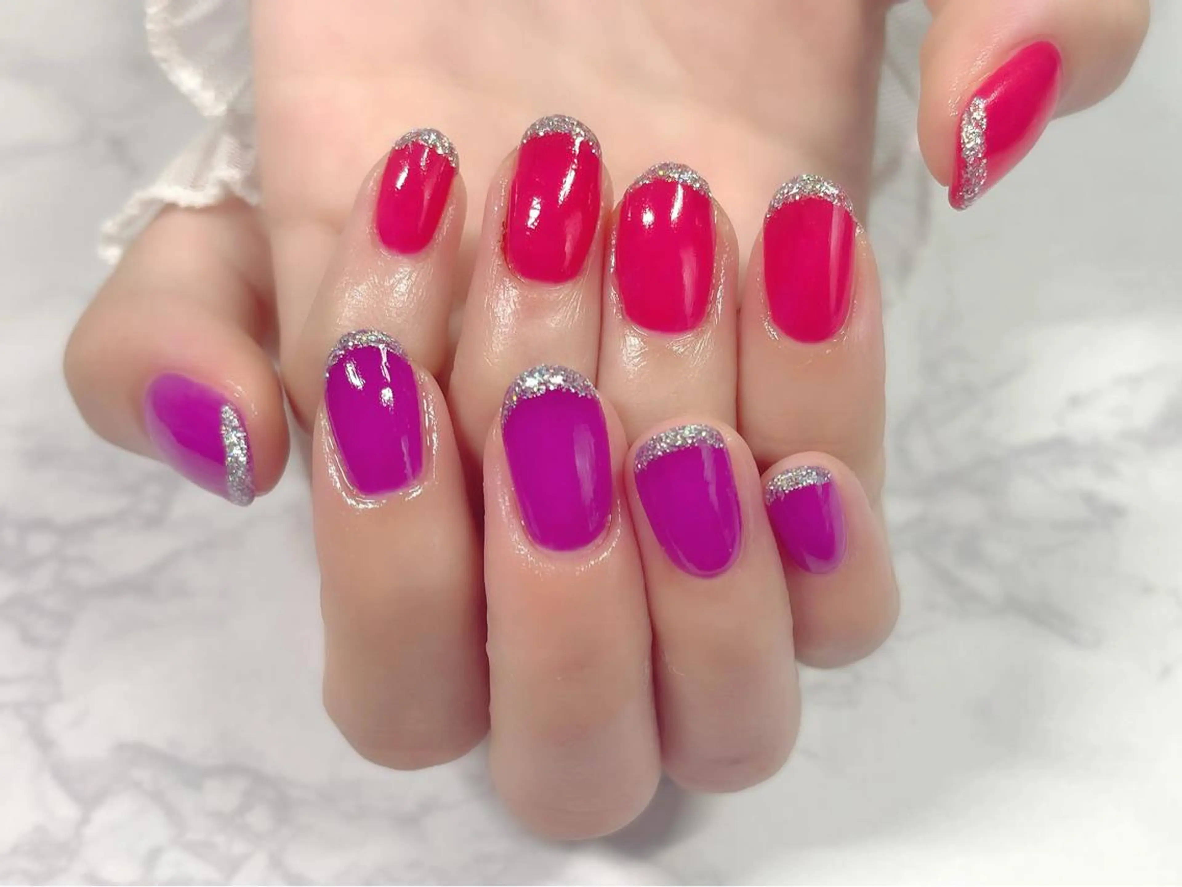 ネイル フレンチネイル ラメ(グリッター) ピンク KURELLY所属・Nail Salon KURELLYのネイルデザイン