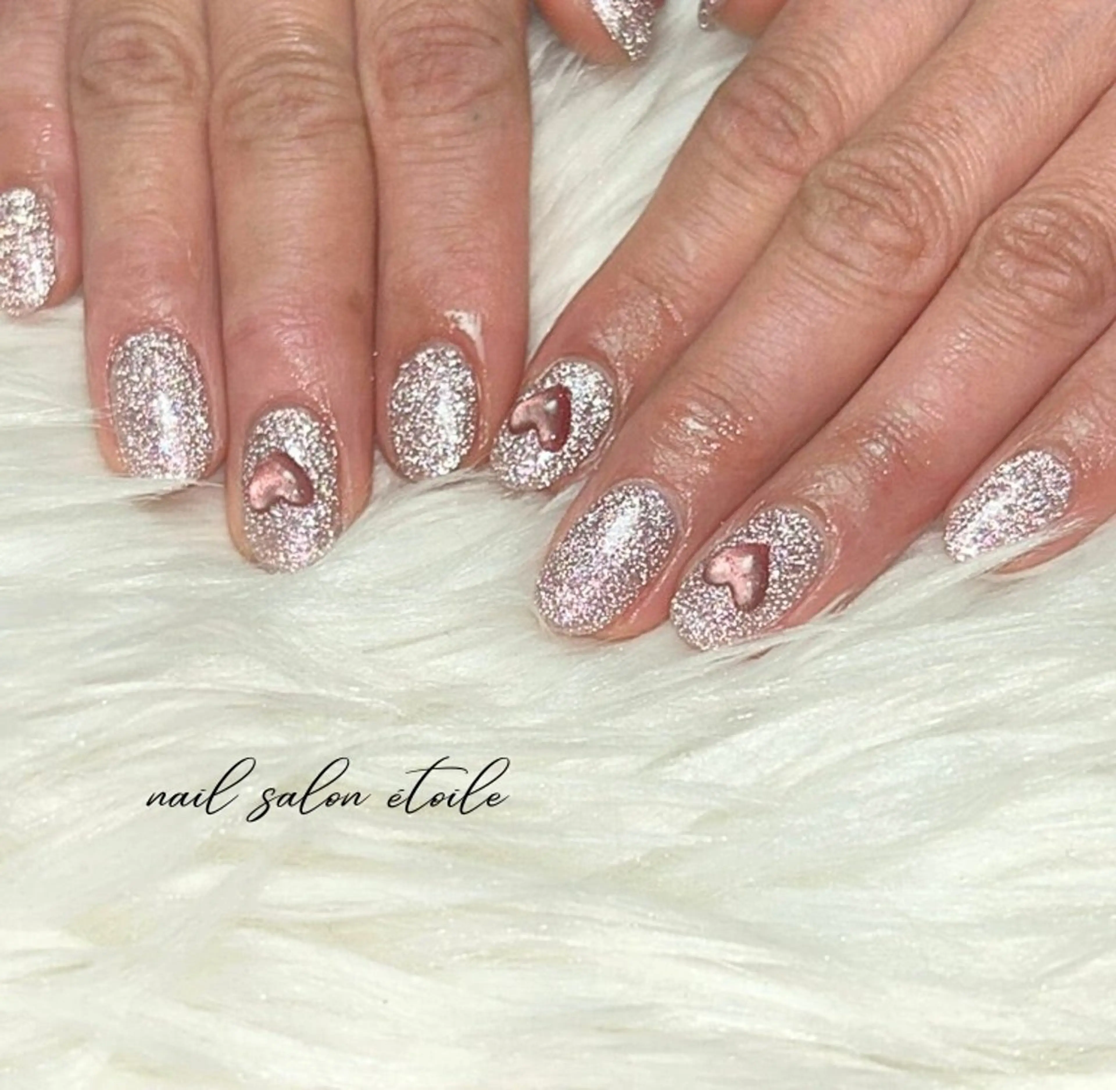 ネイル フラッシュネイル ハート マグネットネイル ぷっくりネイル ハンドネイル nail salon étoileのネイルデザイン