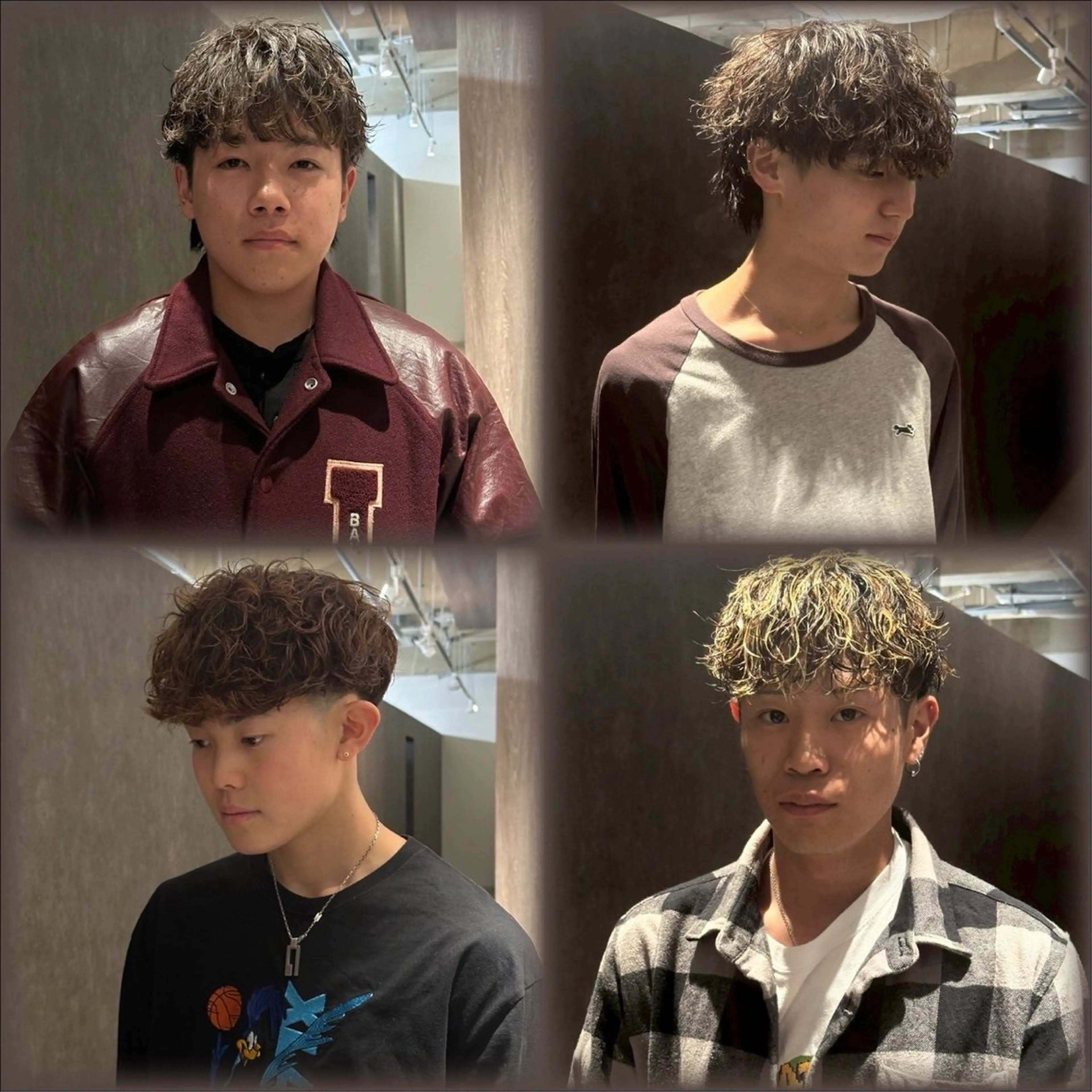 ショート パーマ メンズ メンズブリーチ センターパート フェードカット フェザーパーマ メンズハイライト カット パーマ トリートメント 金山駅前/メンズ パーマ/真柄 恒輝のヘアスタイル