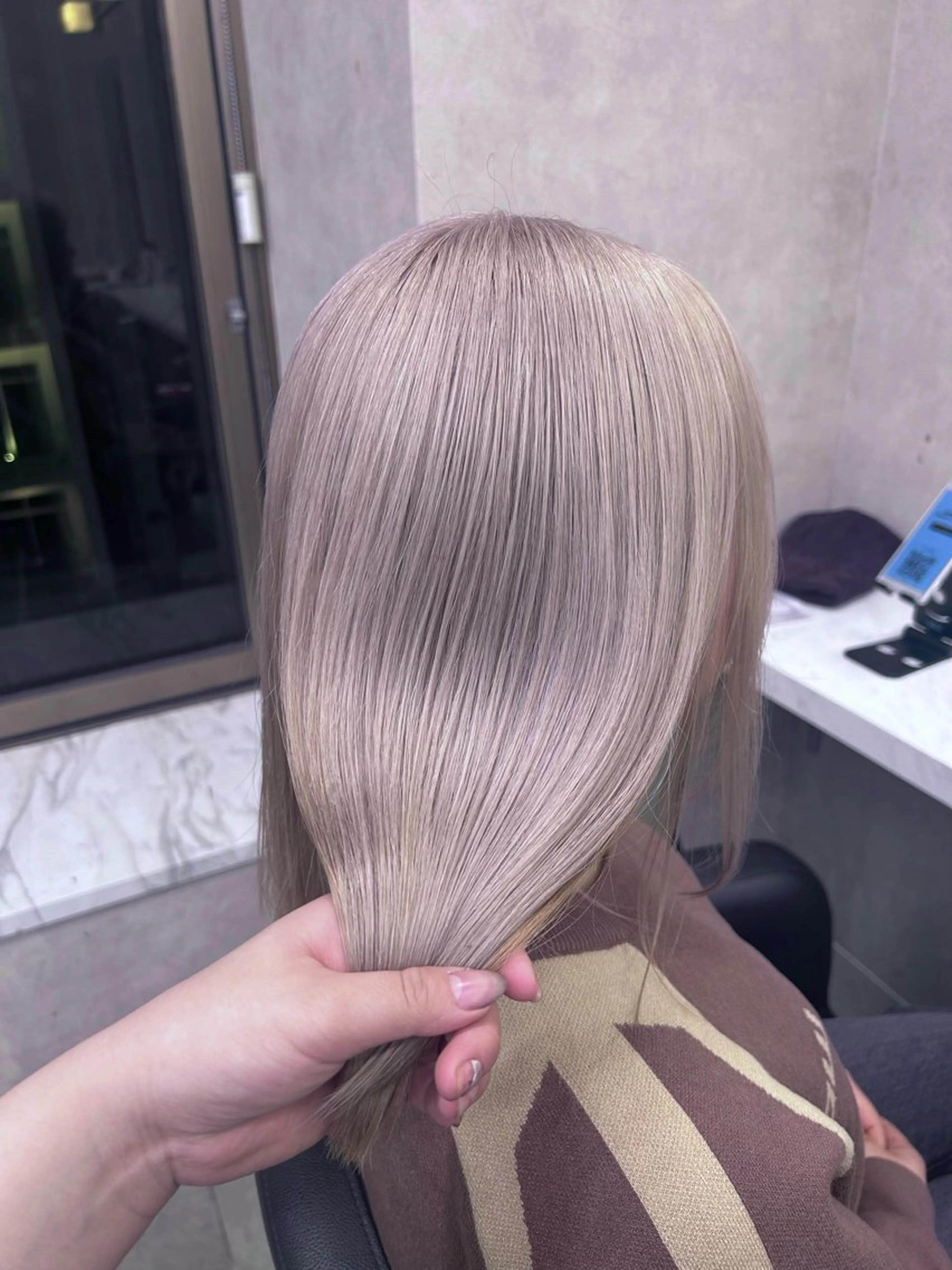 セミロング カラー パーマ ヘアアレンジ メンズ キッズ ブリーチなしカラー/ ブラウン/レイヤーのヘアスタイル