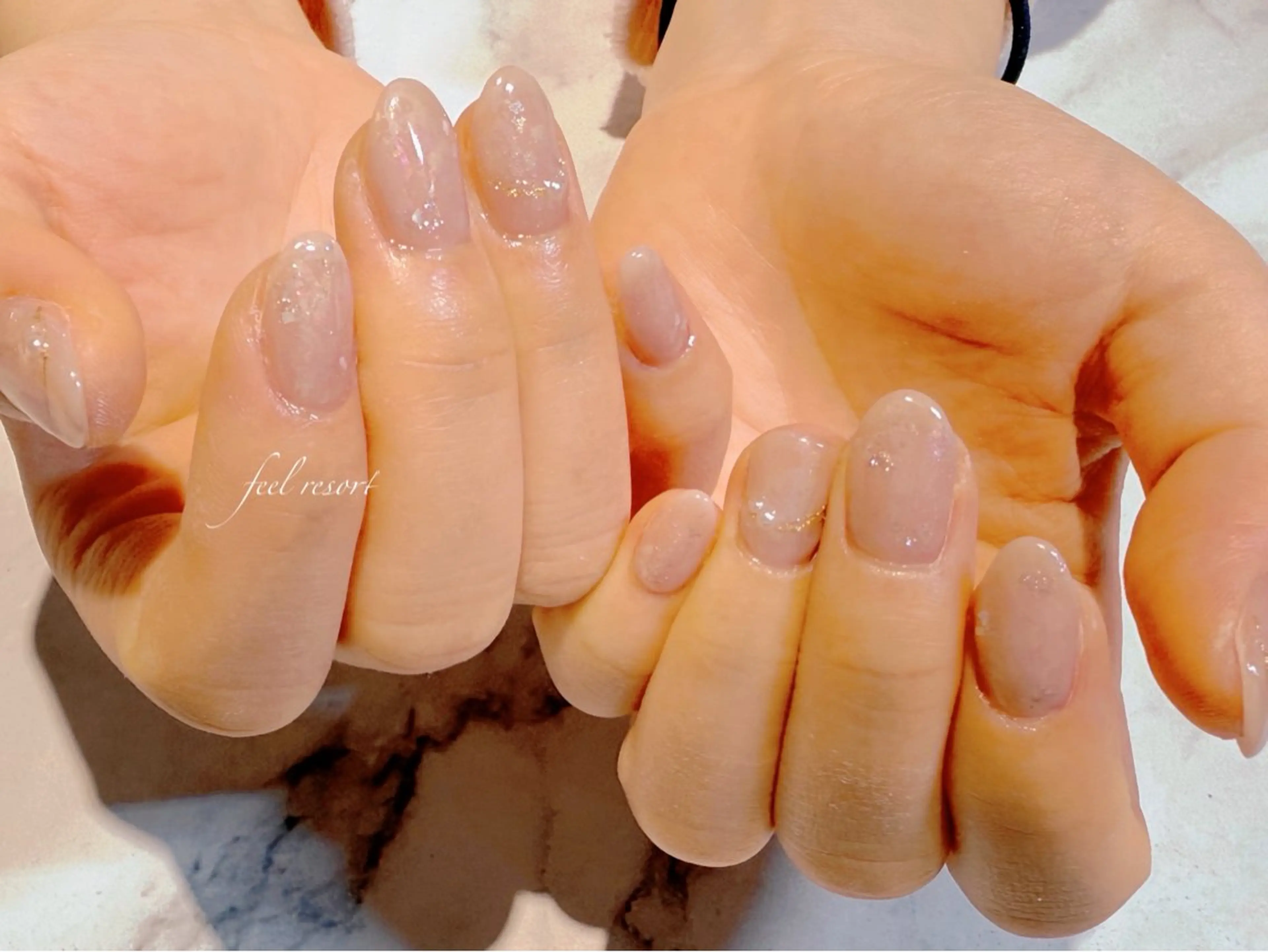 ネイル 長さ出し フットネイル フレンチネイル ジェルネイル ガラスフレンチ ハンドネイル Lien（リアン） 銀座駅6分のネイルデザイン