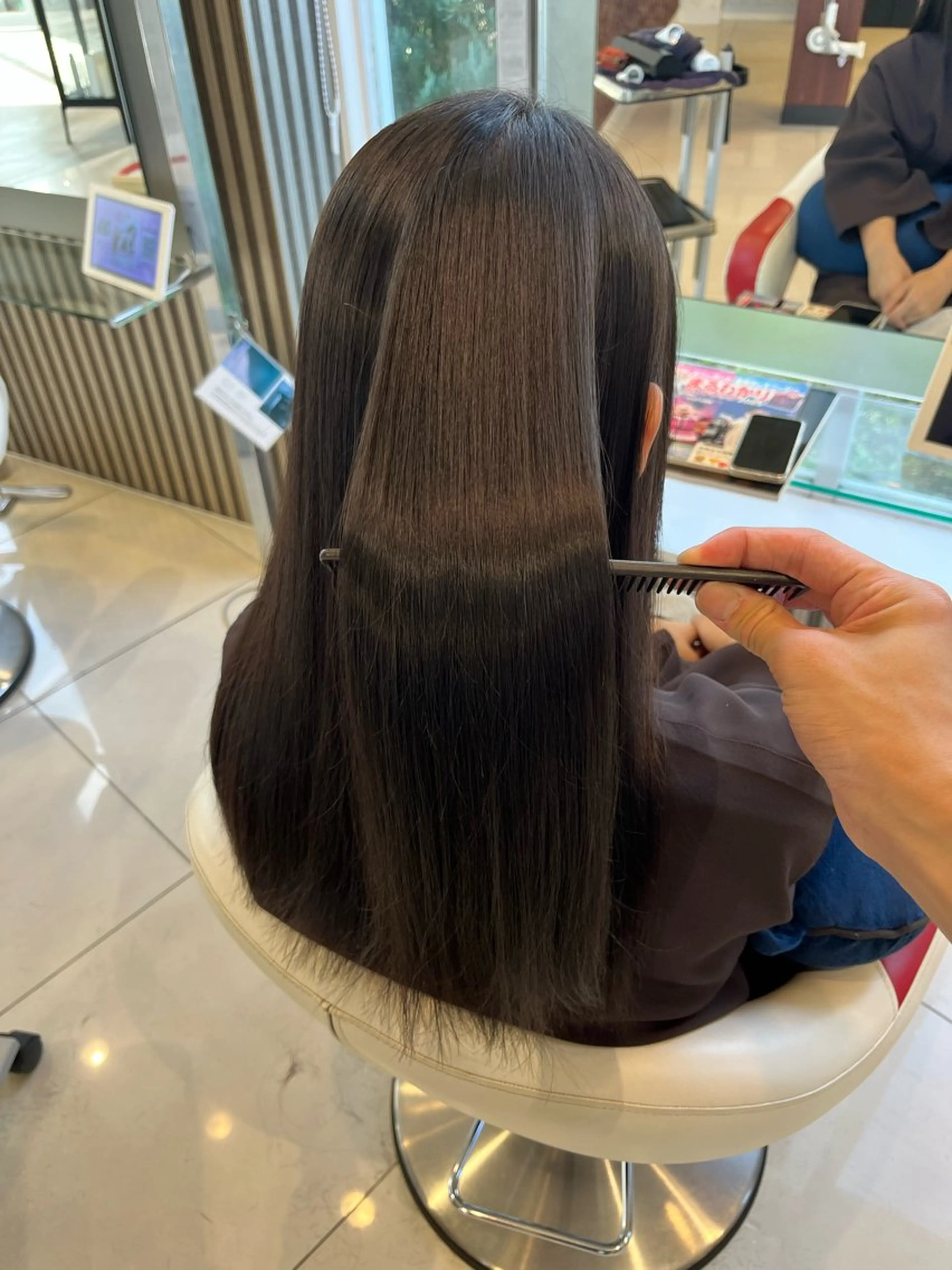 ロング カット 縮毛矯正 ブリーチ/暖色カラー 宮城陽日のヘアスタイル