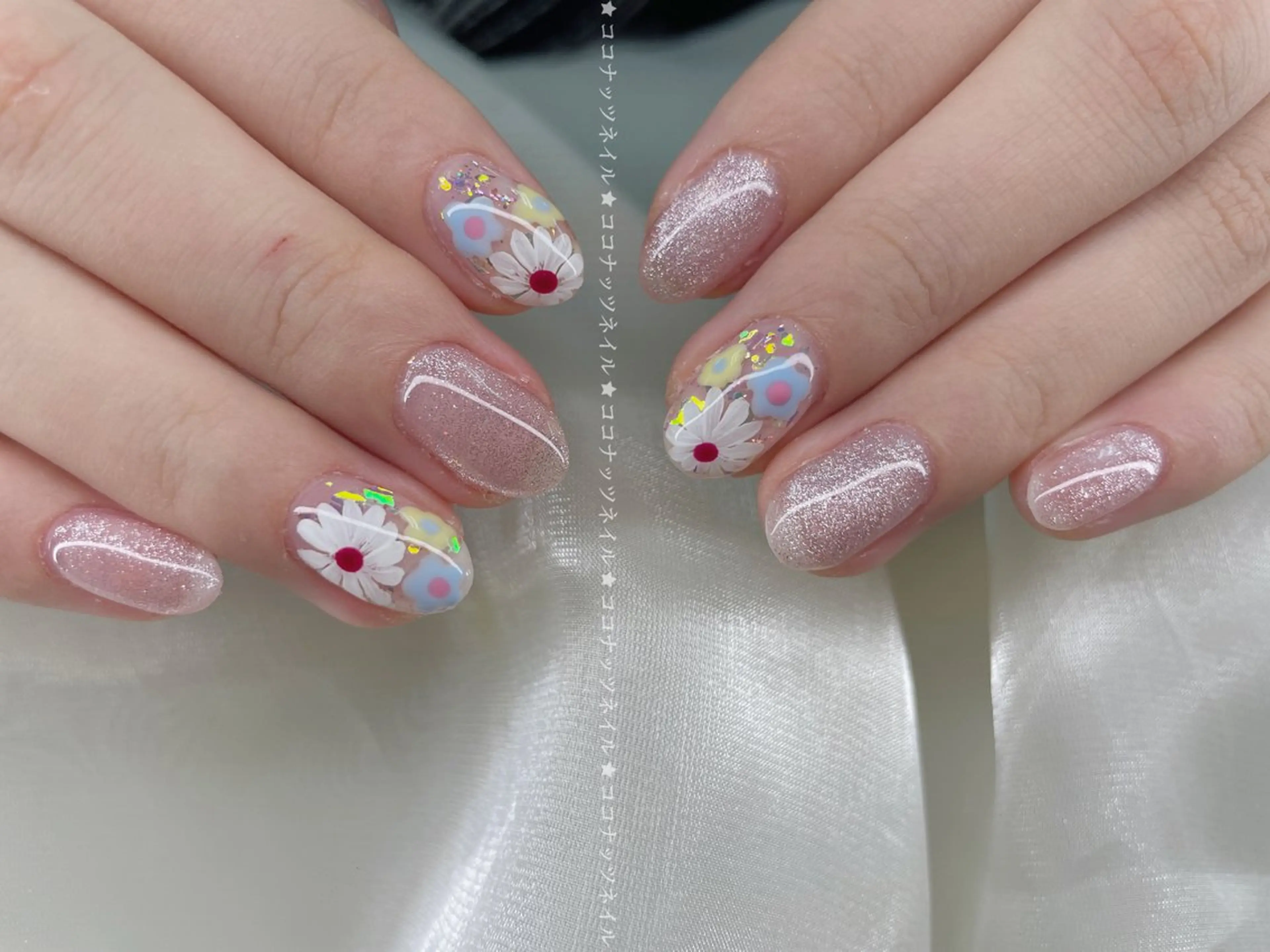 ネイル べっ甲ネイル フレンチネイル キラキラネイル マグネットネイル 大理石ネイル(マーブル) 神田 ココナッツのネイルデザイン