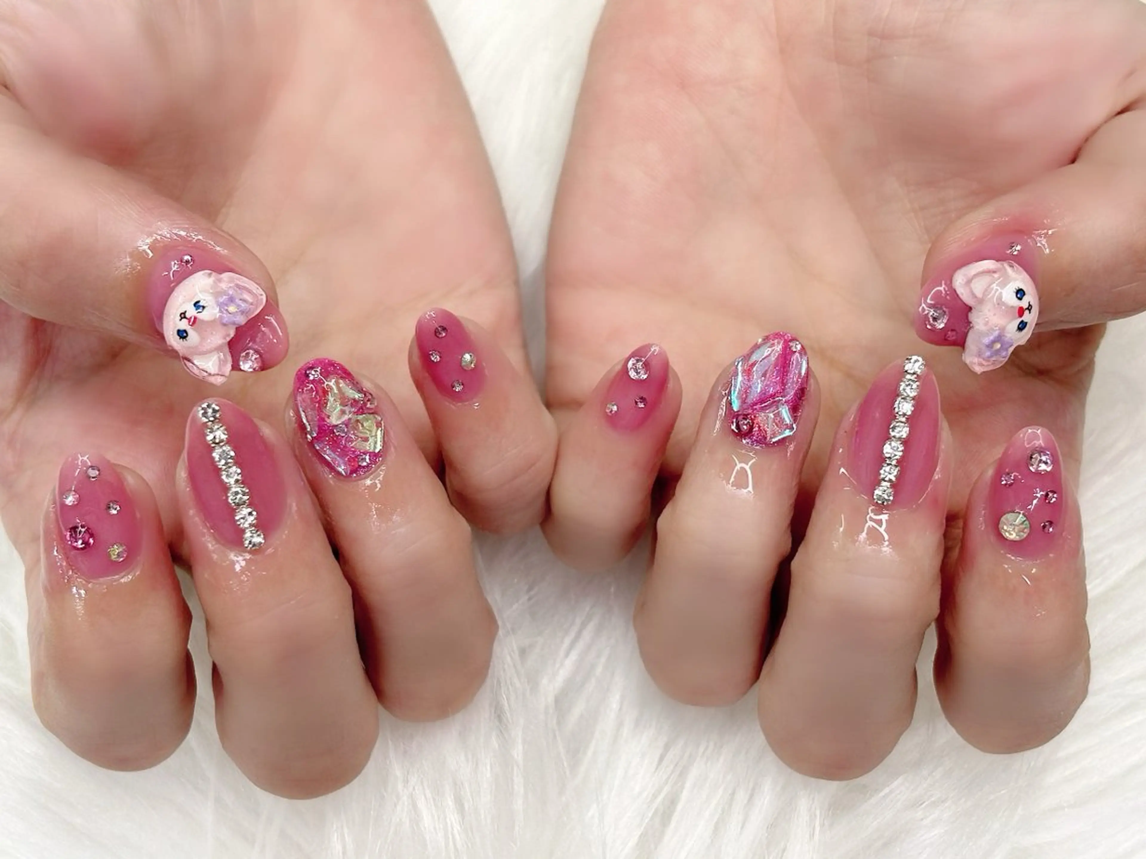 ネイル キラキラネイル ピンク 春ネイル ストーンネイル 夏ネイル ハンドネイル M Hのその他イメージ