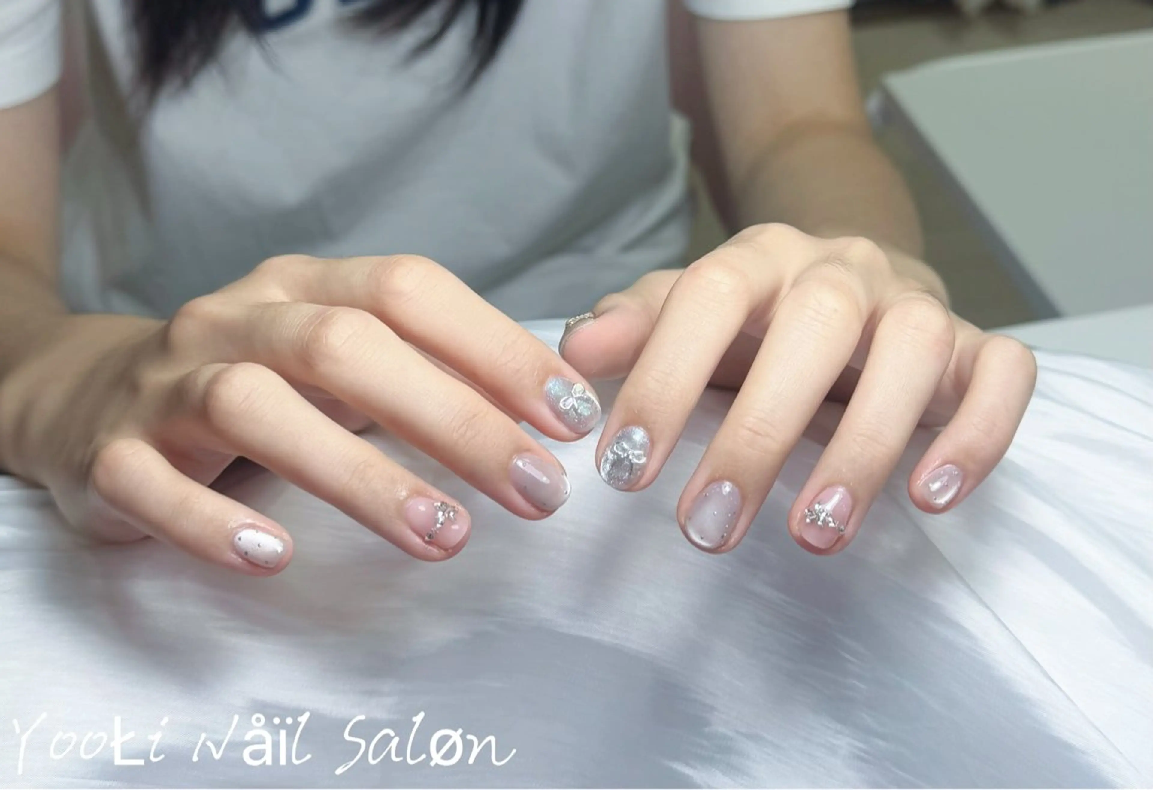 ネイル アートネイル オーロラネイル チークネイル フレンチネイル ガラスフレンチ ハンドネイル 🎀🎀YooLi Nail Salonのネイルデザイン