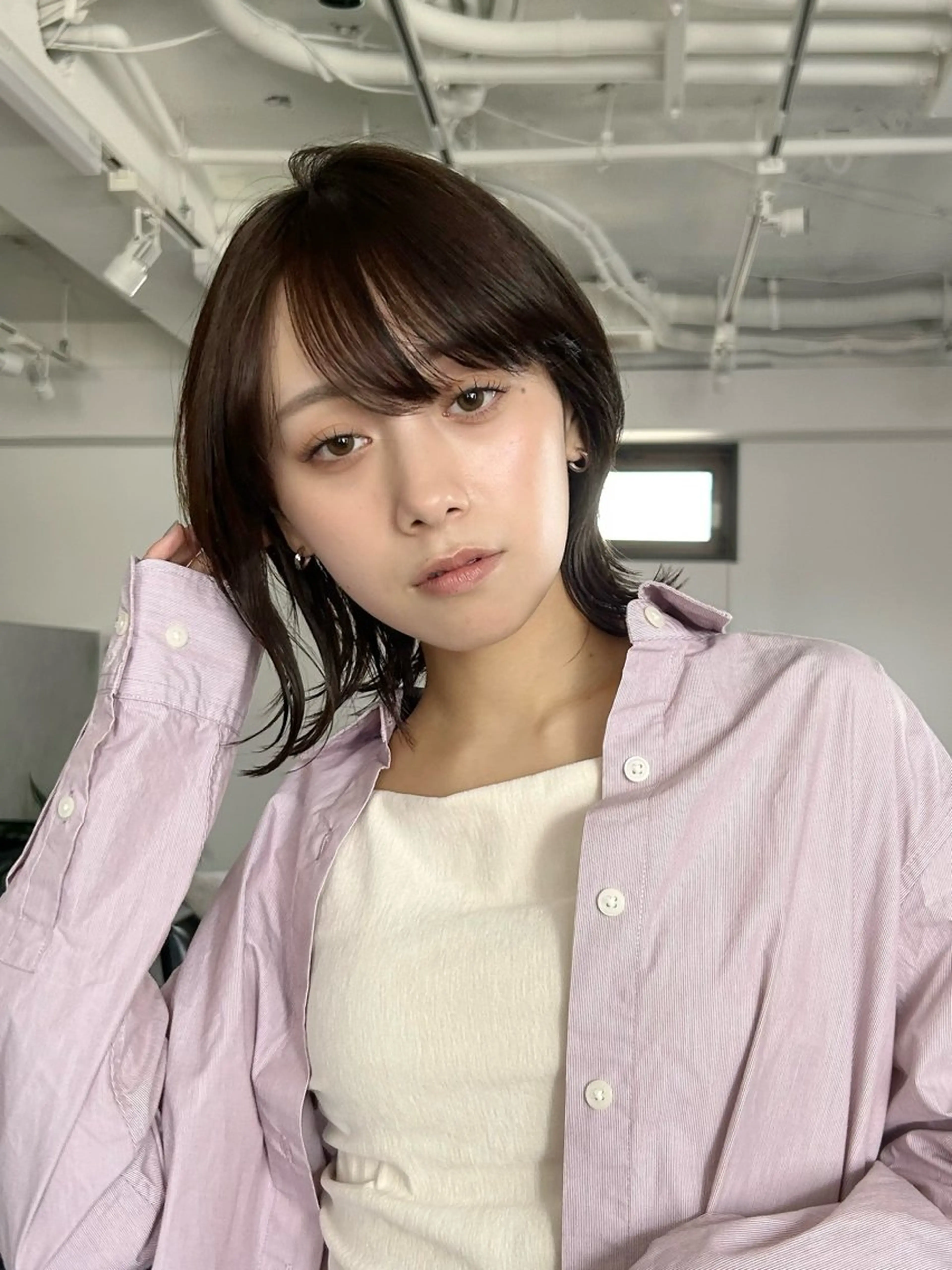 ミディアム カラー ボブ くびれヘア レイヤーカット 縮毛矯正 🌿池袋ボブ/美髪 縮毛矯正taigaのヘアスタイル