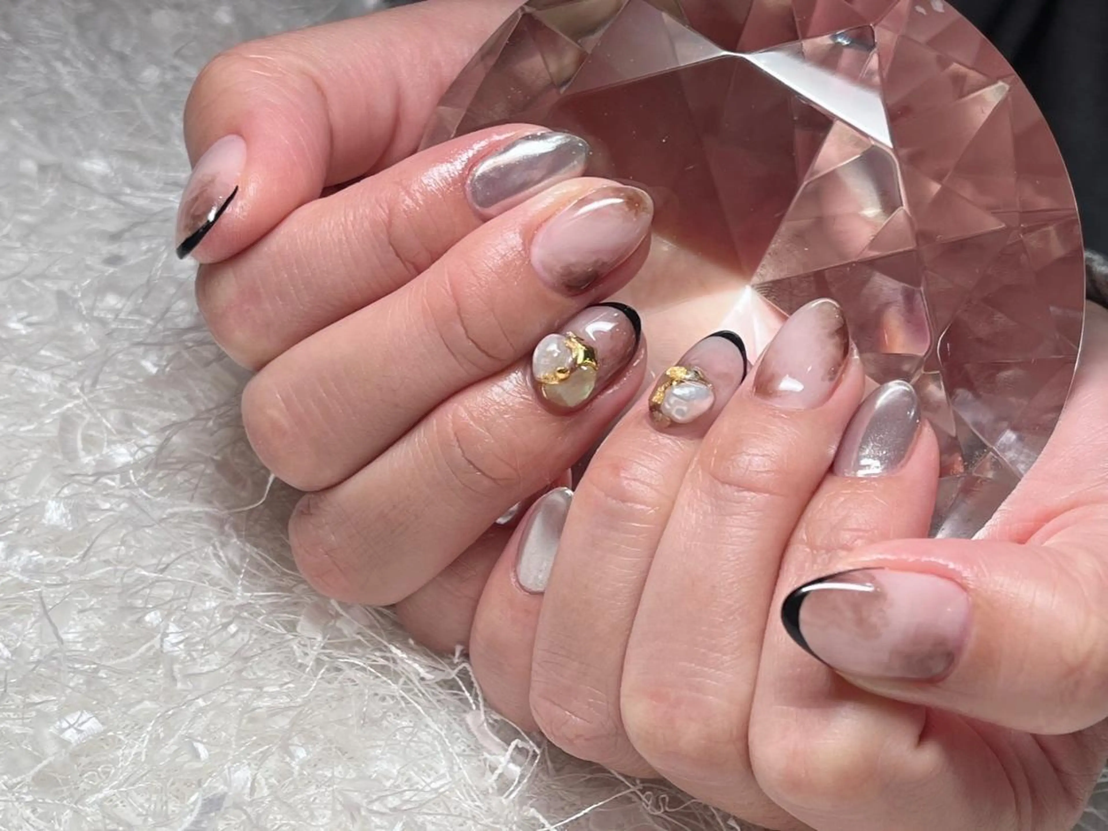 ネイル 長さ出し フレンチネイル ジェルネイル グラデーション 韓国ネイル ハンドネイル Nail&eye Belire 新宿のネイルデザイン