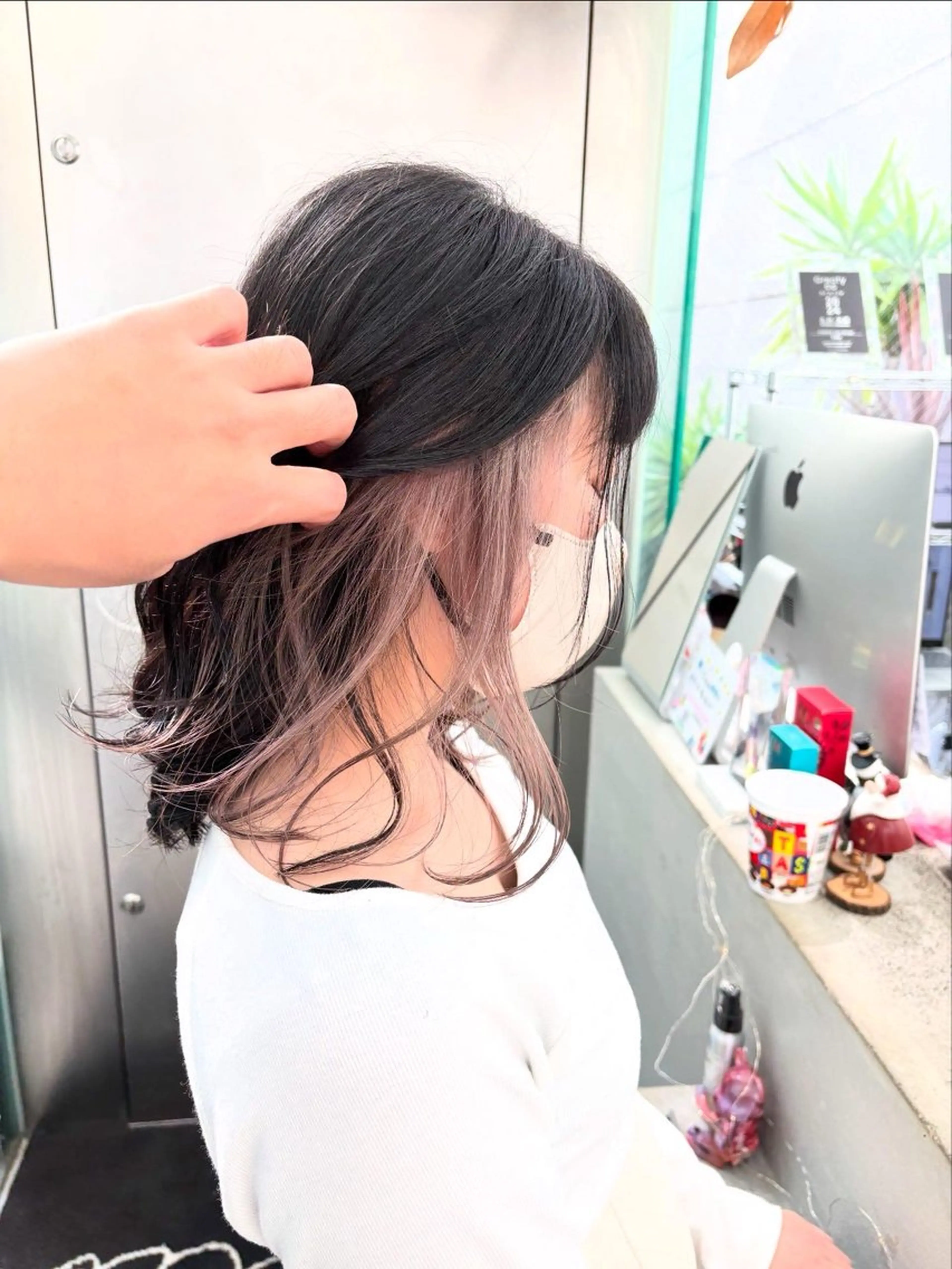 ショート カラー ベージュカラー ブリーチ ホワイトベージュ ヘアカラー トリートメント インナーカラー/天神 ブリーチ/吉田のヘアスタイル