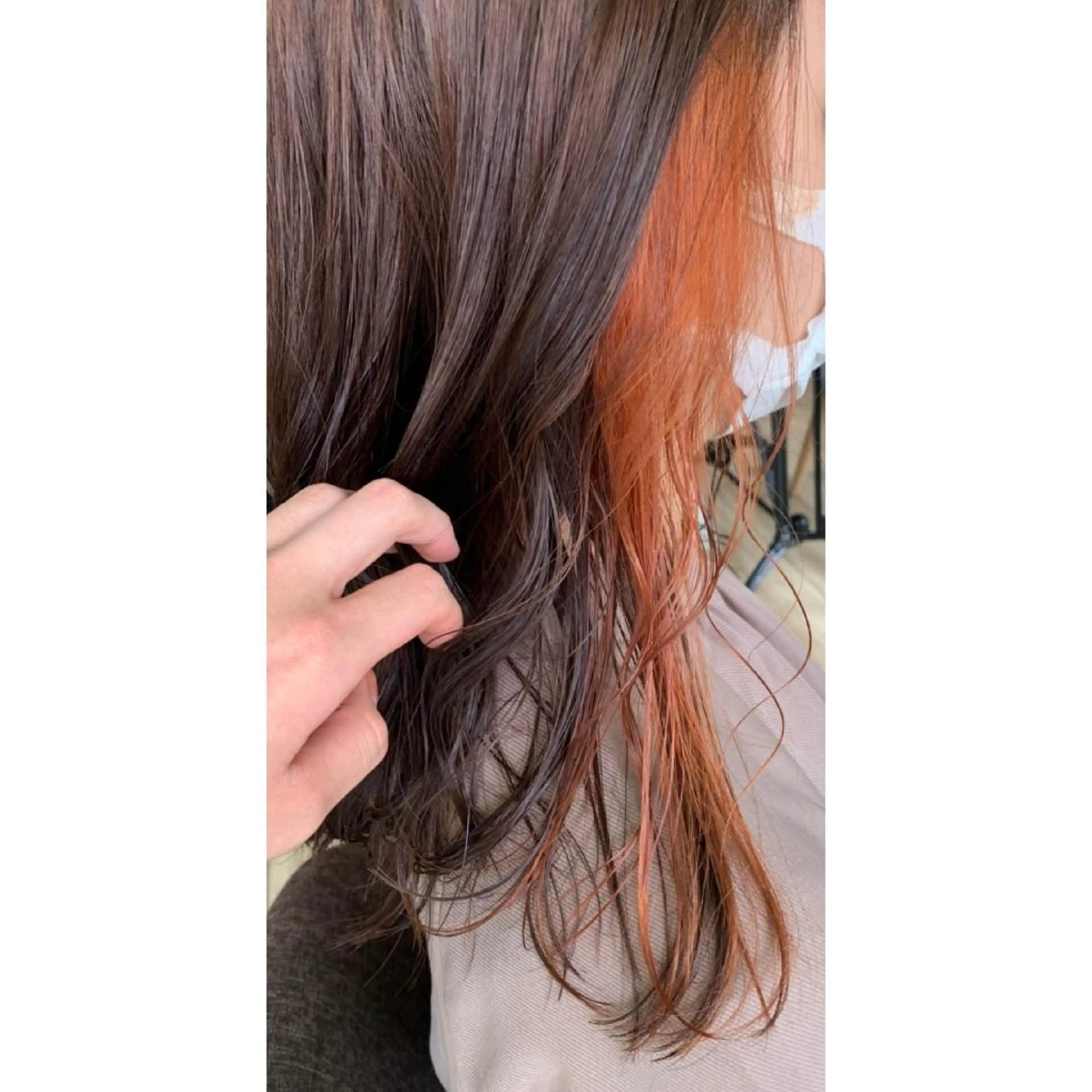 ミディアム ヘアアレンジ カラー イヤリングカラー オレンジ 髪質改善サロン🍃 AIRI のヘアスタイル