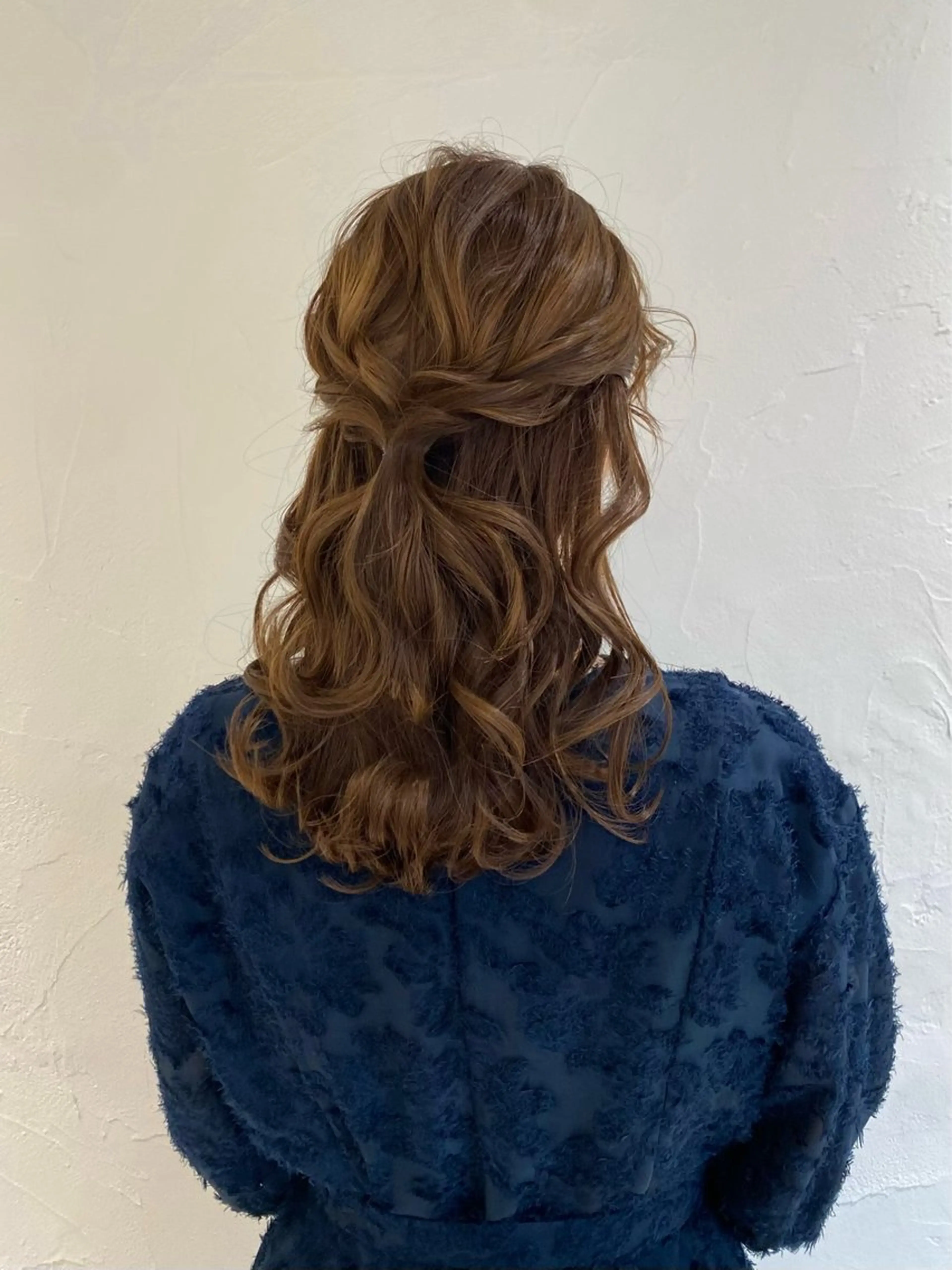 セミロング ヘアアレンジ ハーフアップ 暖色カラー /ヘアアレンジ/花鈴のヘアスタイル