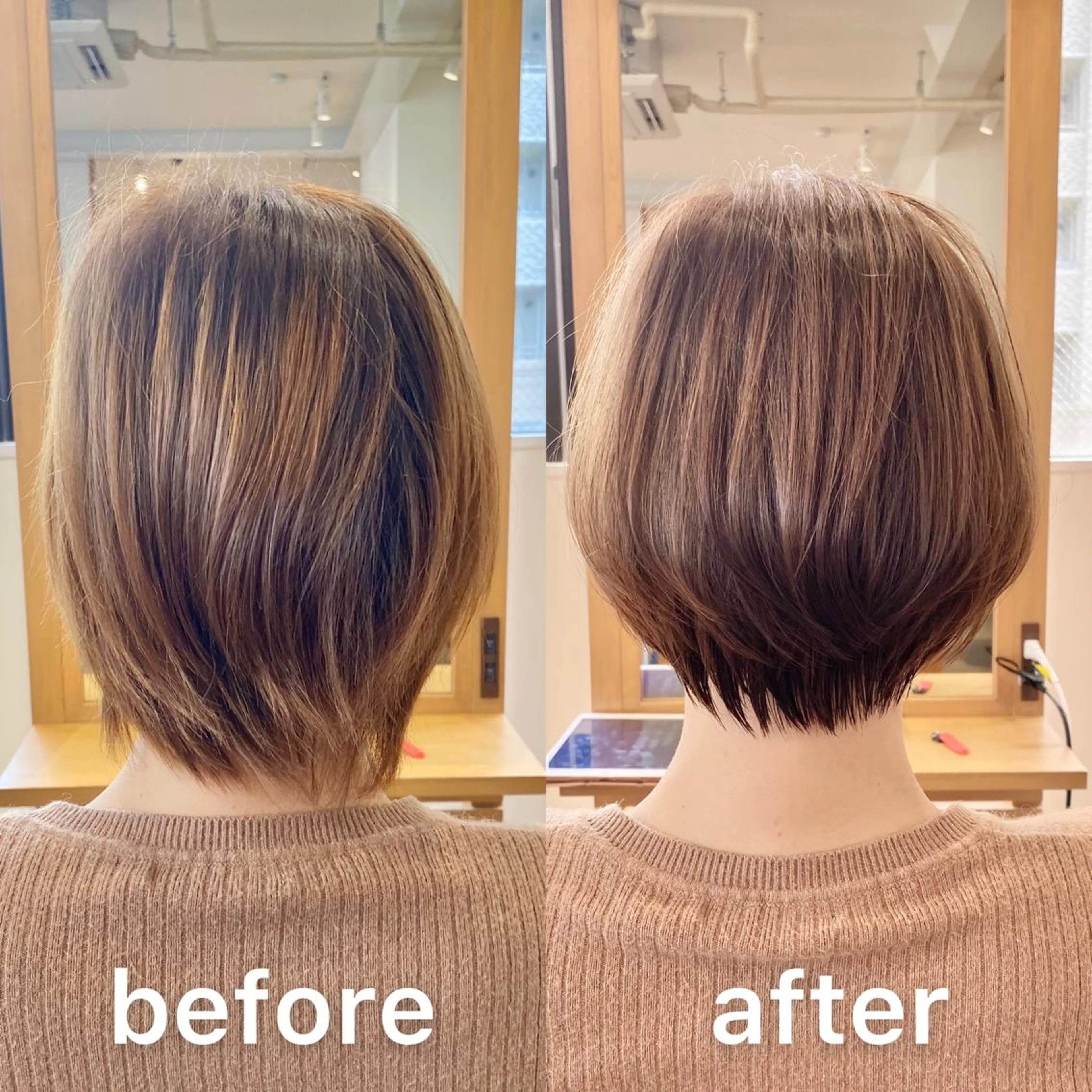 ショート カラー ハンサムショート ベージュカラー 透明感カラー ボブ ショートヘア KIZU 髪質改善 オカルト怪談のヘアスタイル