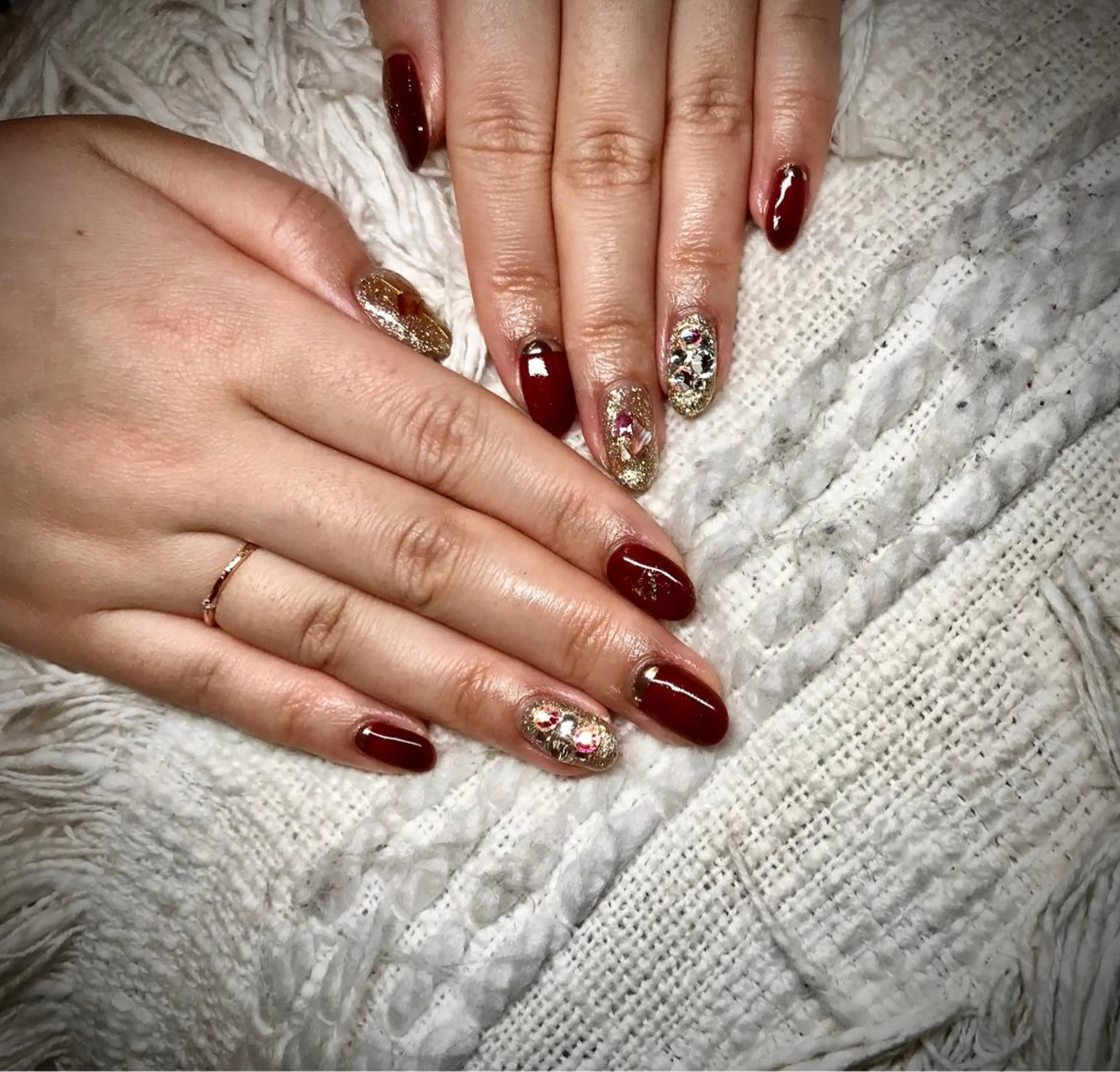 ミディアム カラー パーマ メンズ マツエク・マツパ ブラウンカラー レッドカラー カラーマツエク nail&eye Aoのマツエク・マツパデザイン