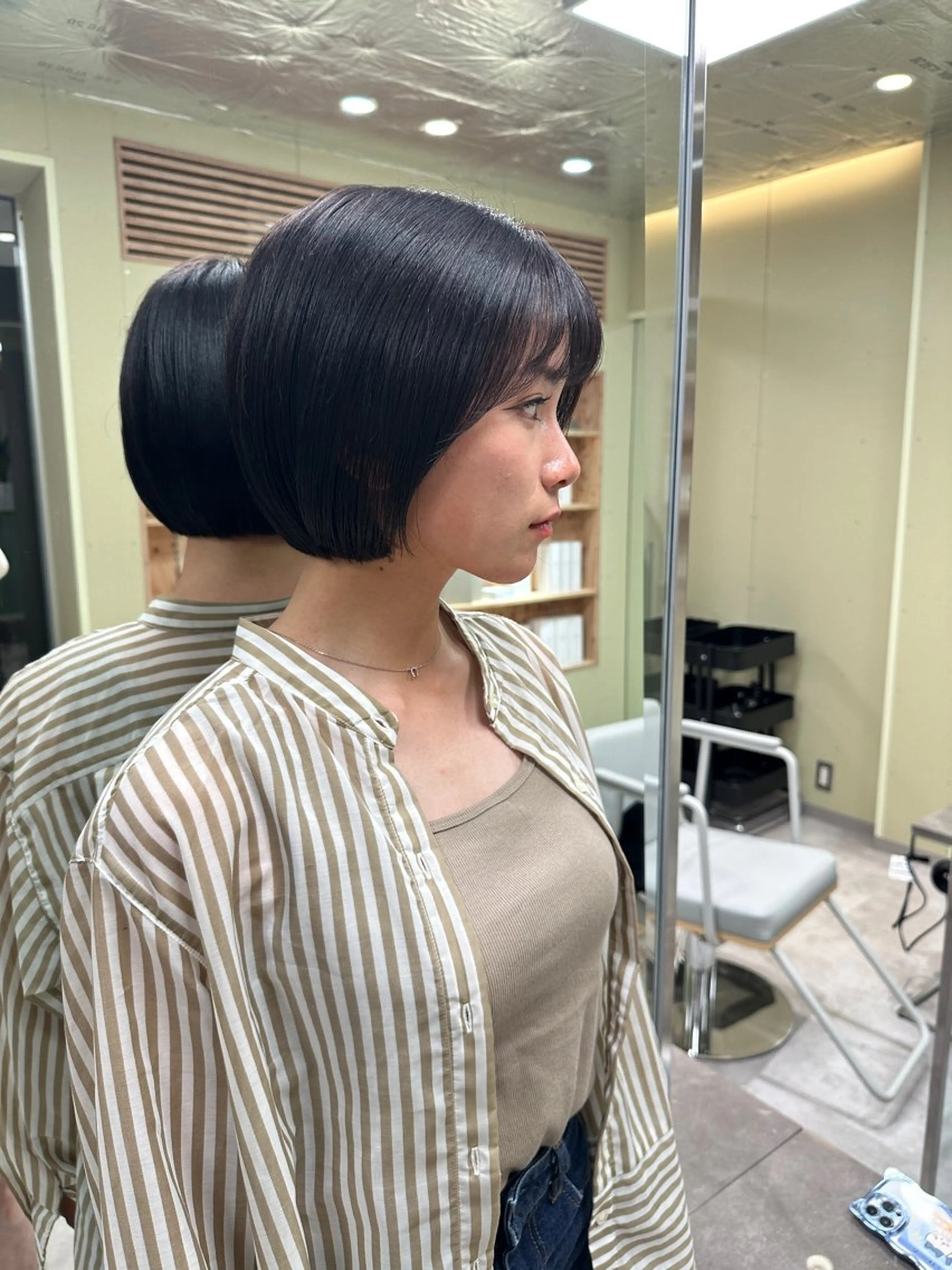 ミディアム カット ヘアカラー ボブ/ぱつっとボブ/ 谷口 海星のヘアスタイル