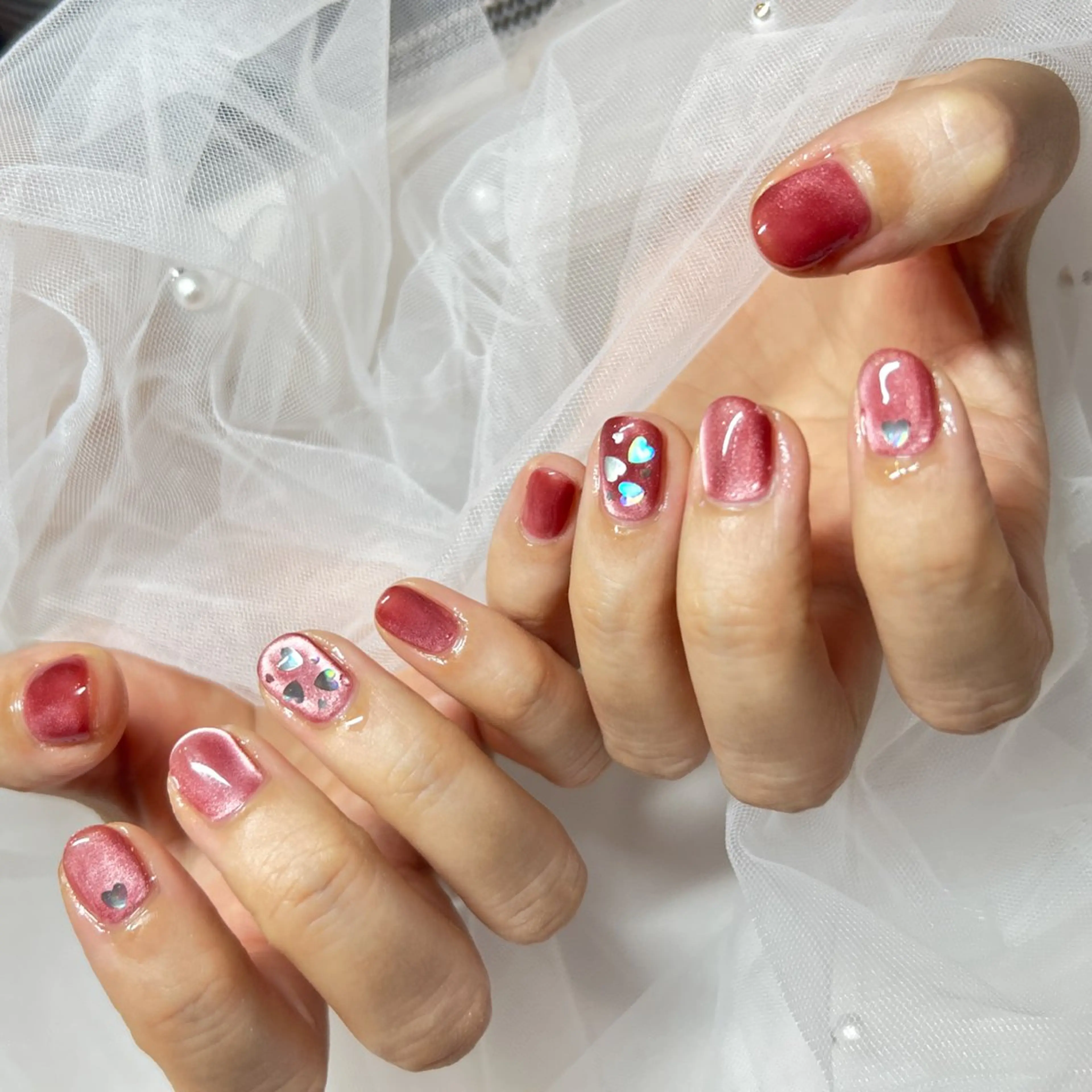 ネイル ハート マグネットネイル 持ち込み ハンドネイル 頑張る女性の味方✴︎ M.i　nail ♡のネイルデザイン