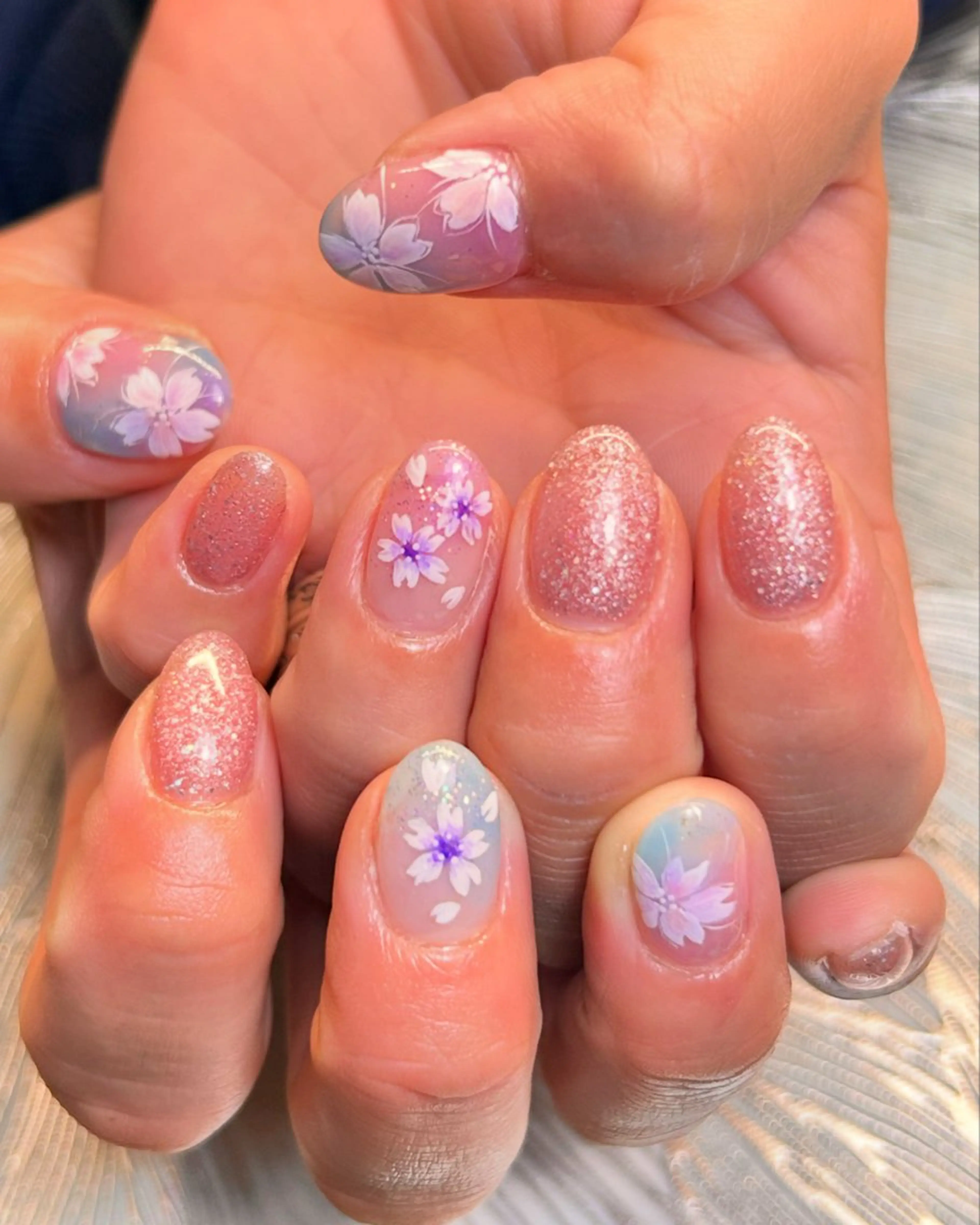 ネイル アートネイル 桜ネイル ロングネイル ショートネイル 春ネイル プライベートサロン マニフィークのネイルデザイン