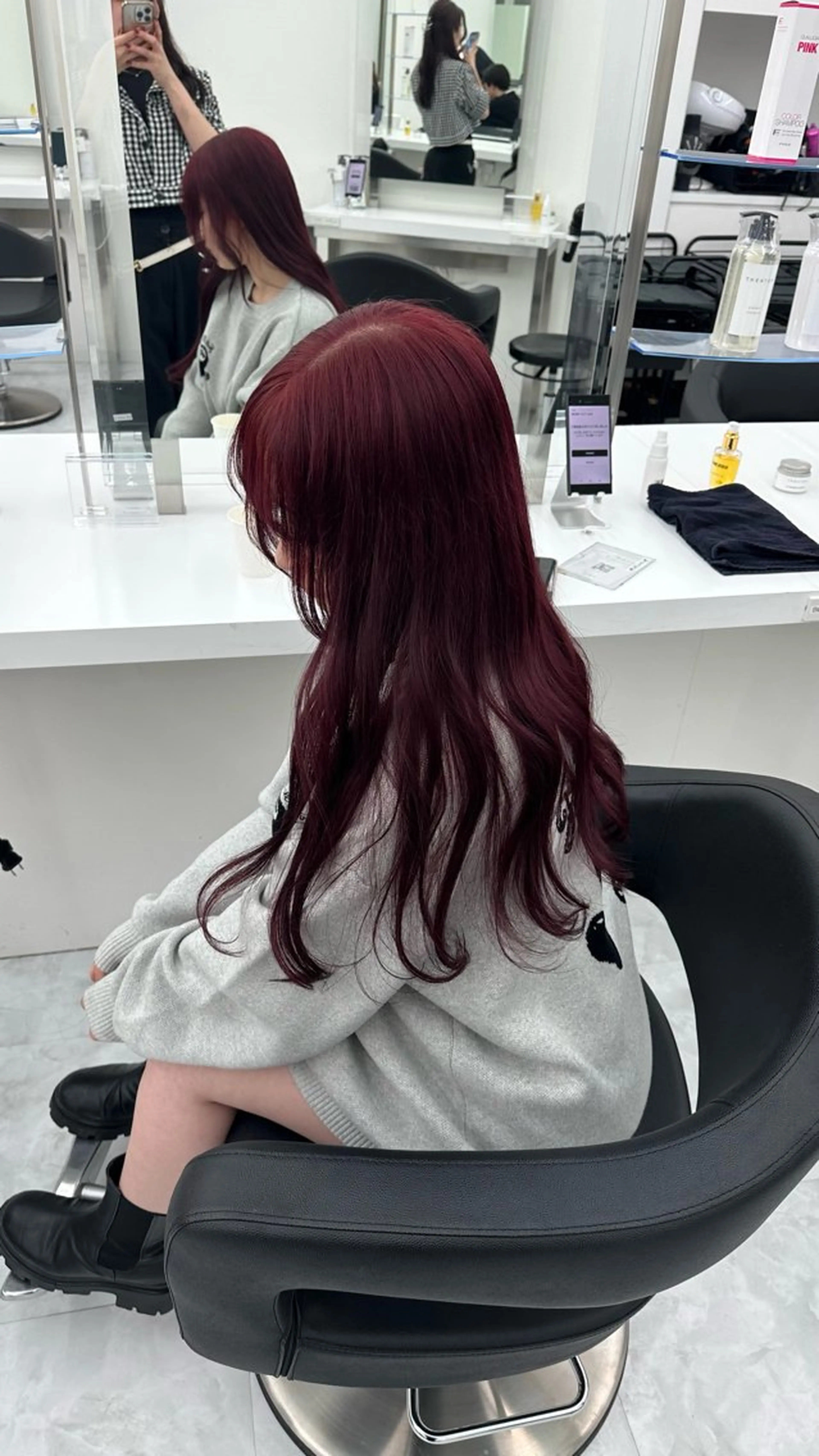 ロング カラー レッドカラー ガーリーstyle ❤︎misaki🏹のヘアスタイル