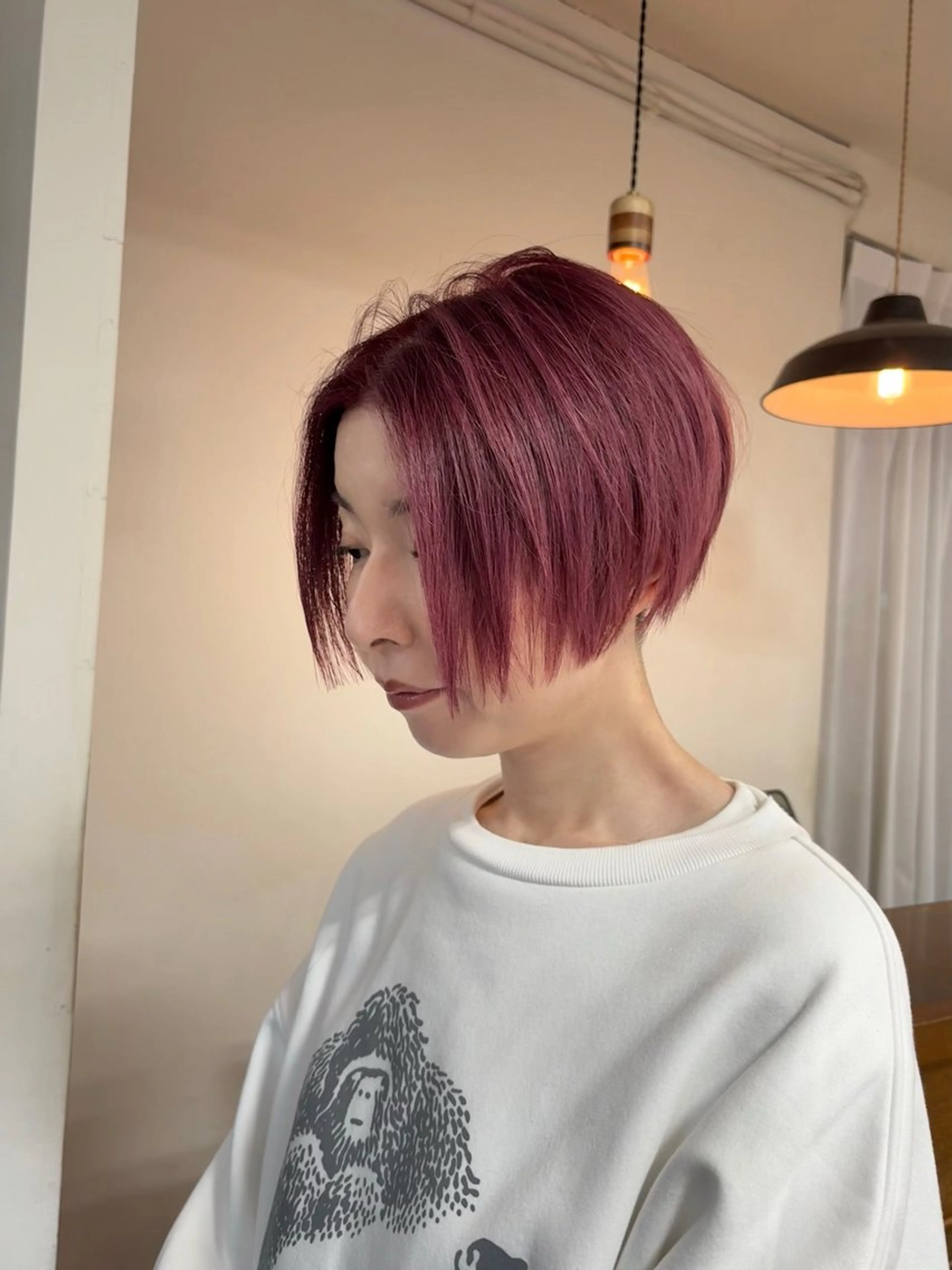 ショート カラー ブリーチ ピンクカラー バイオレットカラー ボブ 小顔カット カット ヘアカラー トリートメント takada kohのヘアスタイル