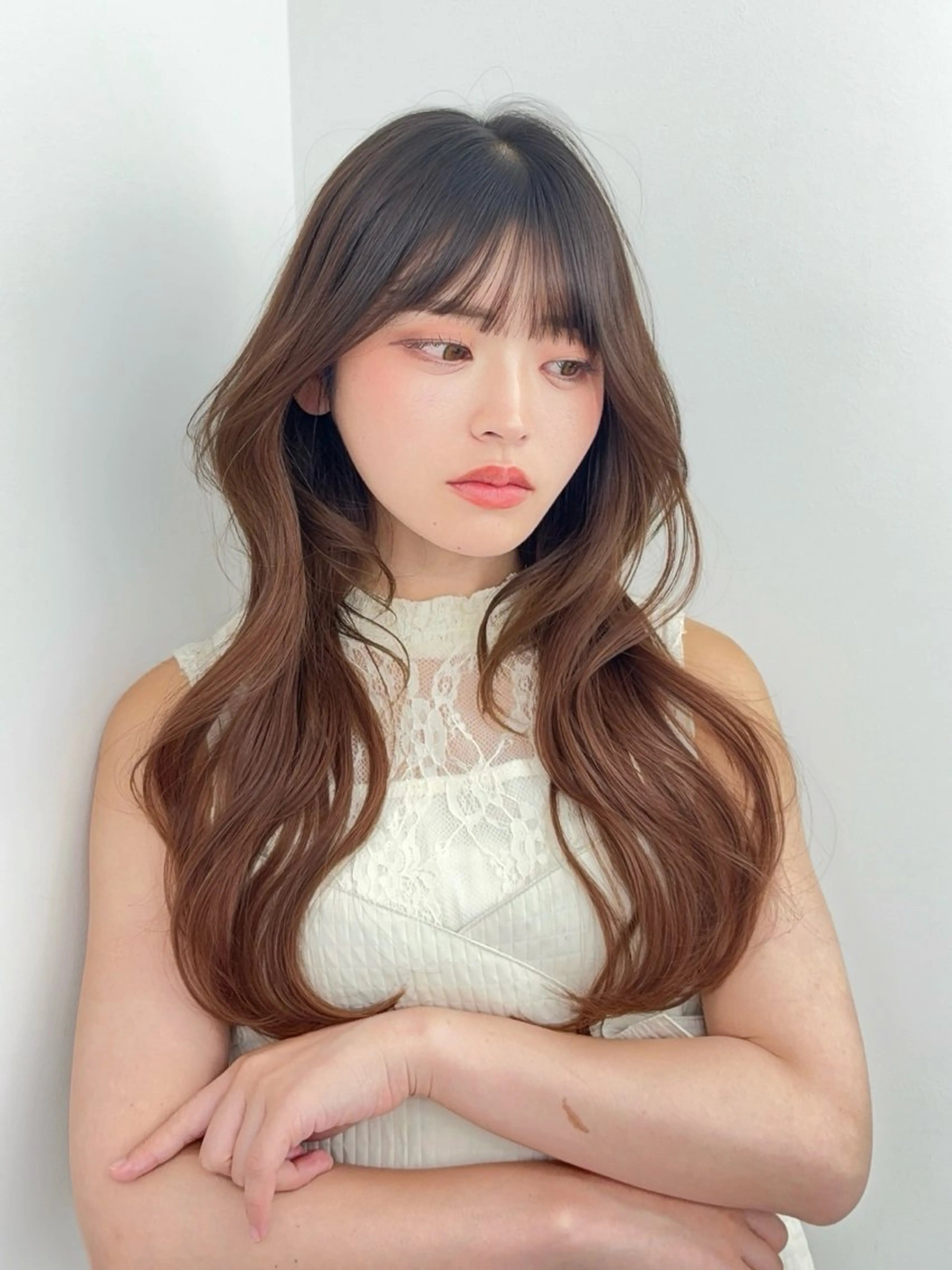 ロング カラー 小顔カット カット ヘアカラー トリートメント 韓国ヘア/レイヤー/ 顔まわり足立遥奈のヘアスタイル