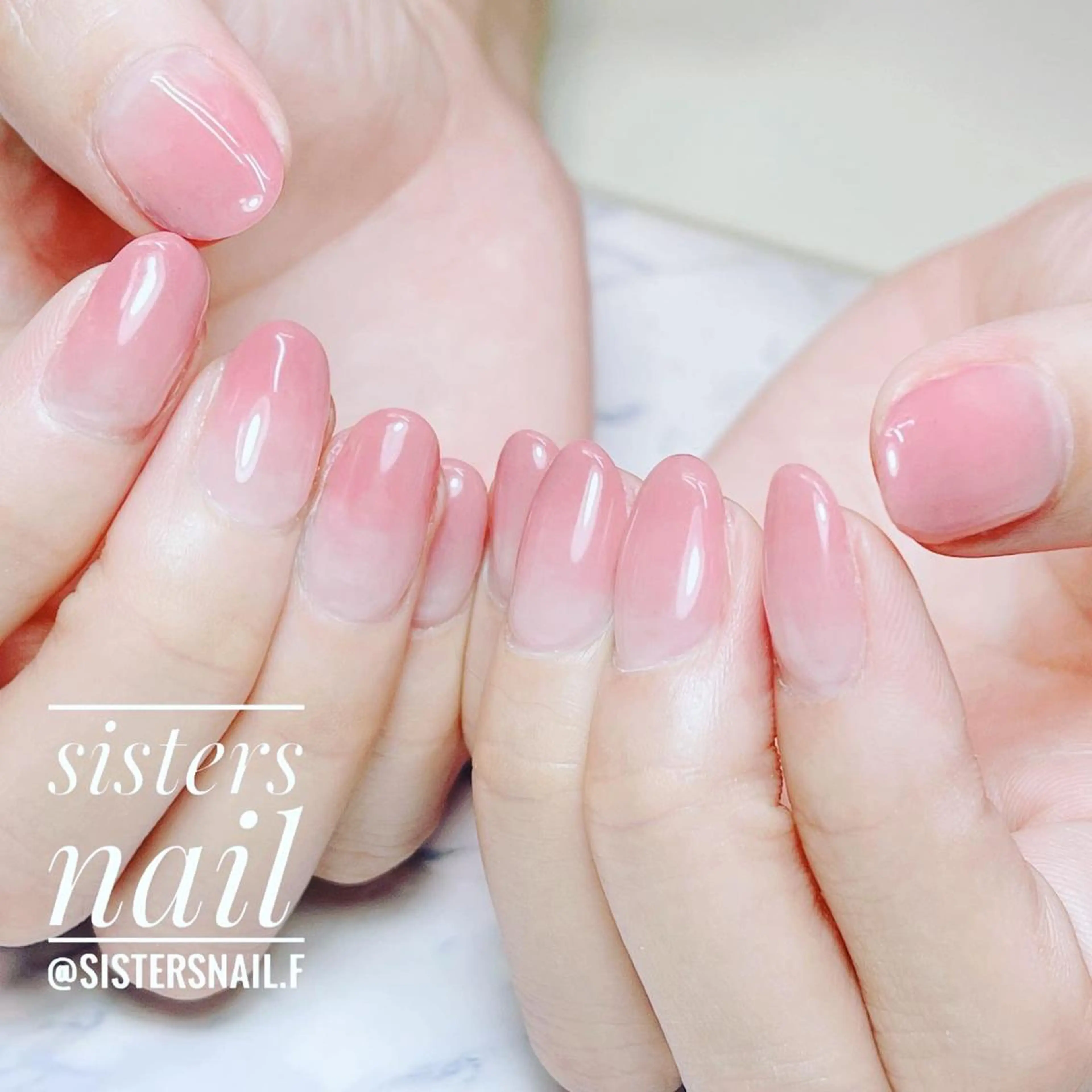 ネイル アートネイル グラデーション オフィスネイル ピンク スカルプネイル sisters nail.fのネイルデザイン