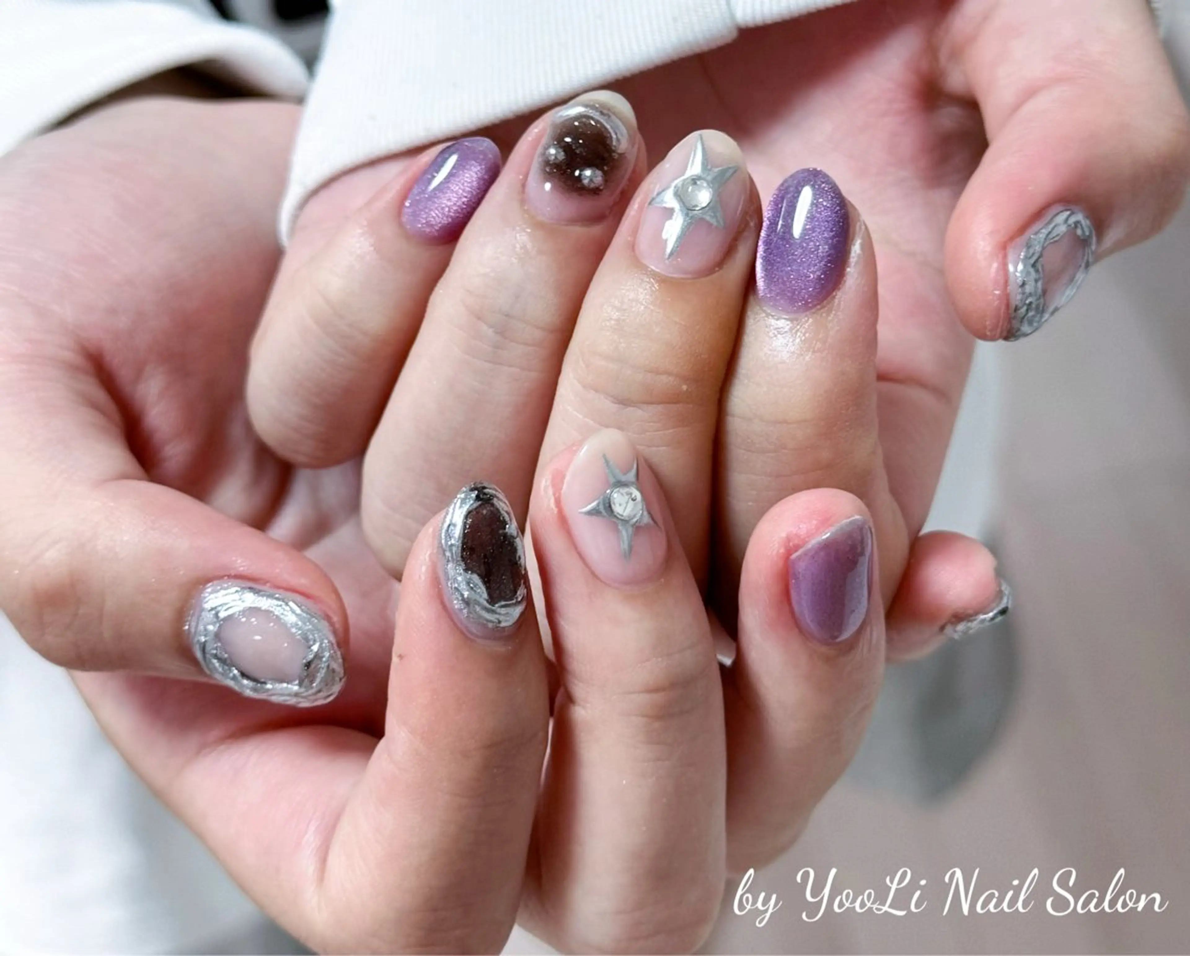 ネイル アートネイル オーロラネイル チークネイル フレンチネイル ガラスフレンチ ハンドネイル 🎀🎀YooLi Nail Salonのネイルデザイン