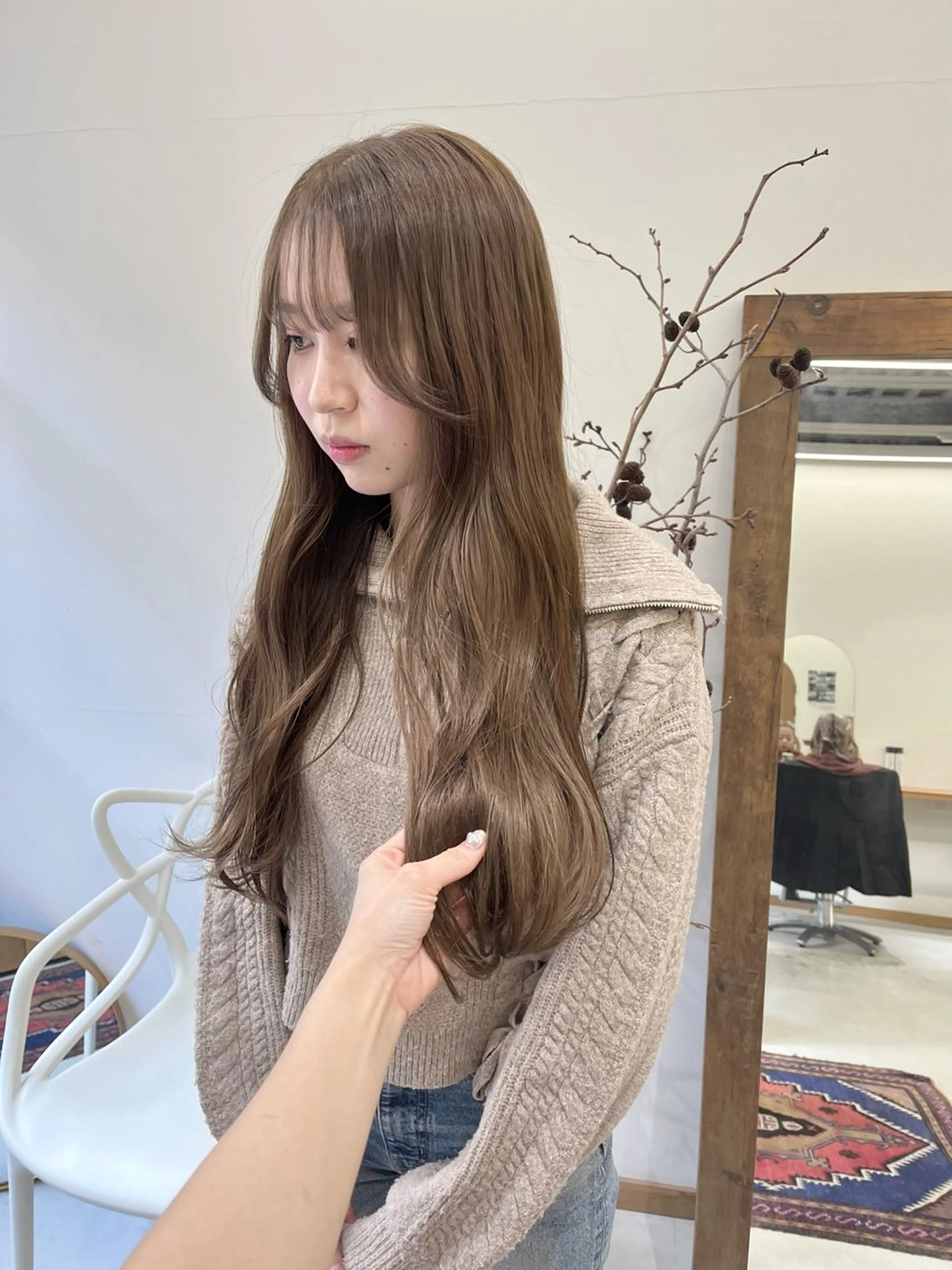 ロング カラー ヘアアレンジ ブリーチ ダブルカラー ブリーチなしカラー esu 心斎橋店所属・ena/ブリーチなし 心斎橋・ベージュ🎀のヘアスタイル