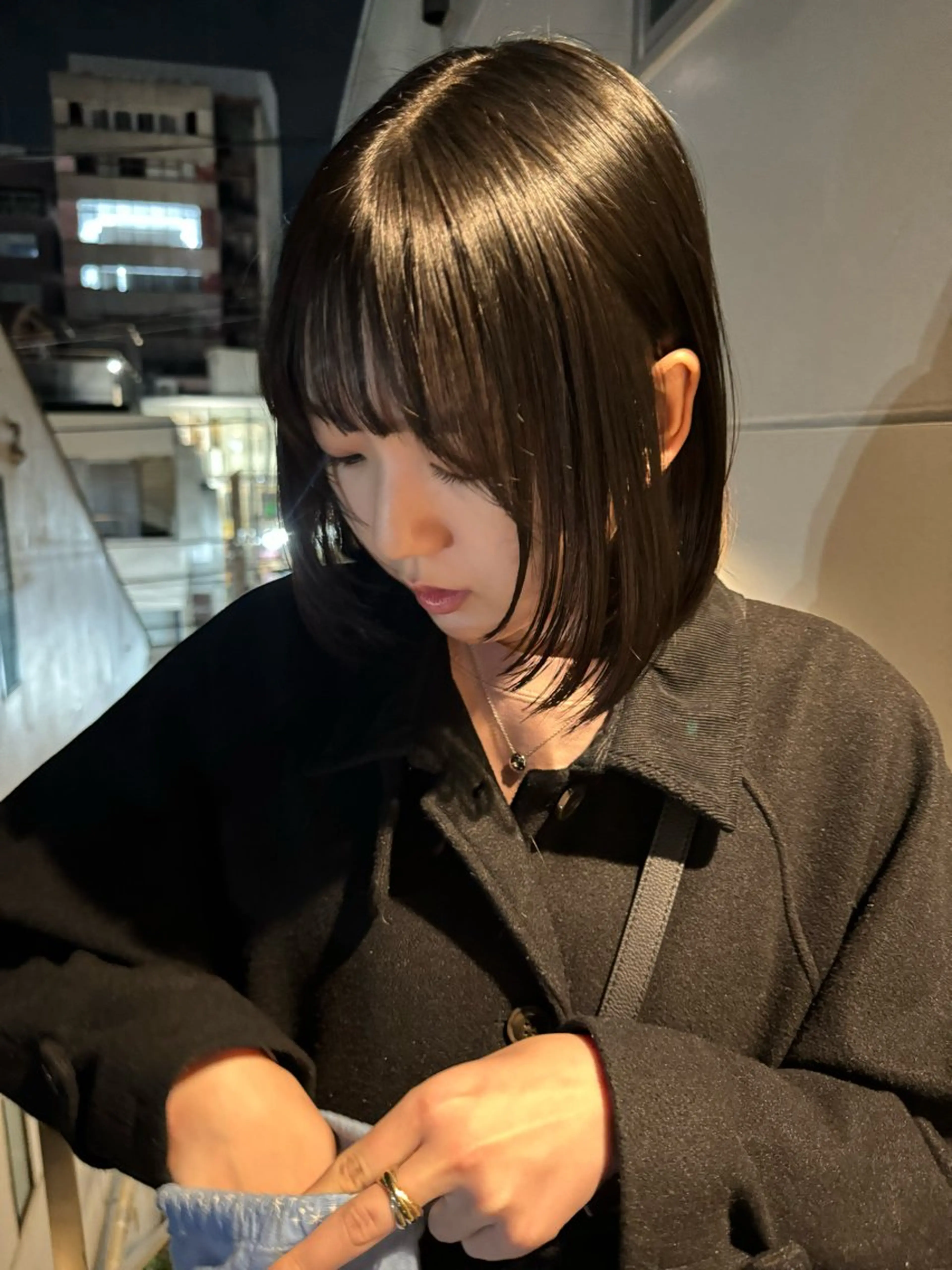 ミディアム カラー オリーブカラー 顔まわりレイヤー レイヤーカット ayaka♡ 柔らかカラーのヘアスタイル