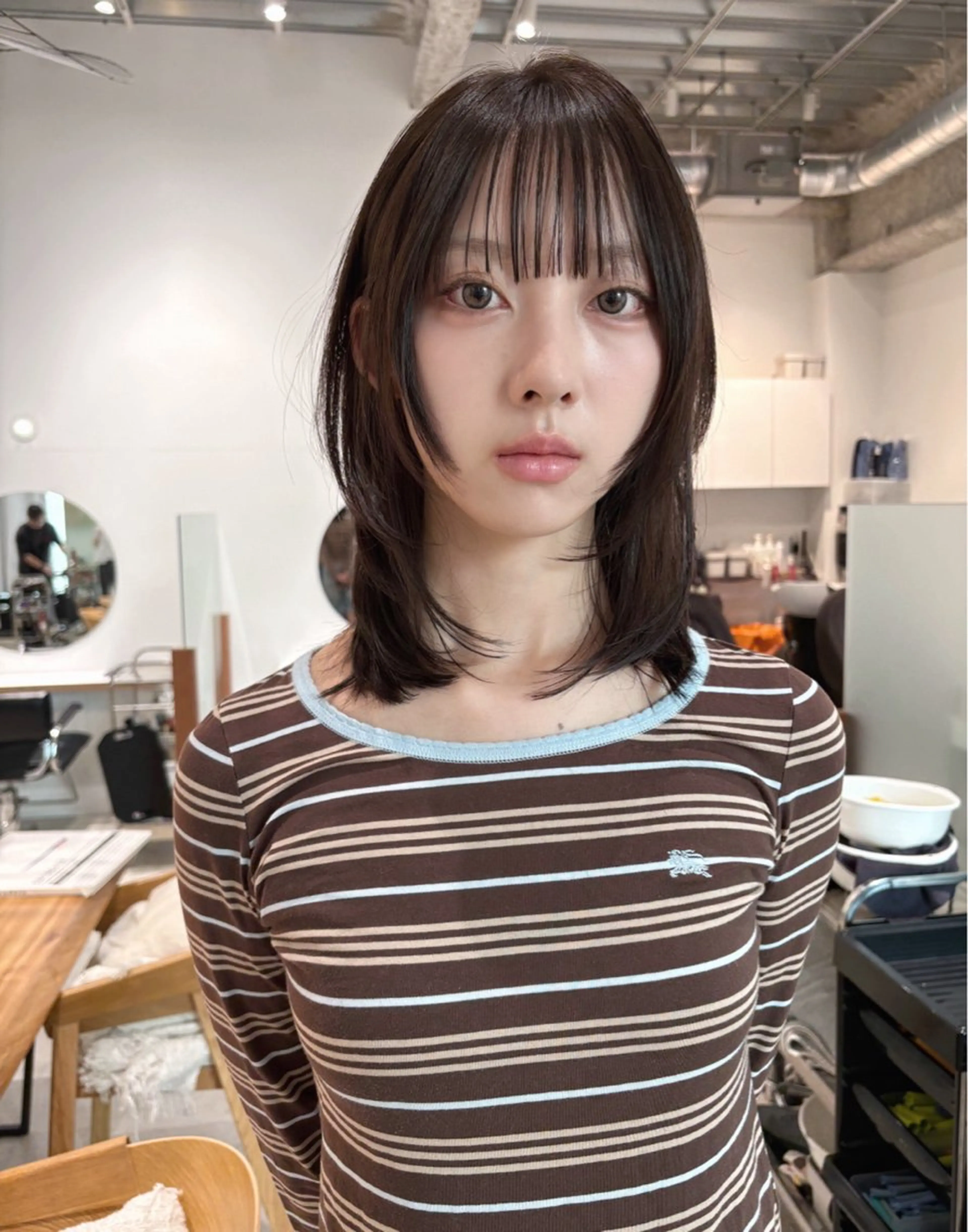 ミディアム カラー カット ヘアカラー トリートメント 🎀優姫 🎀  韓国レイヤーのヘアスタイル