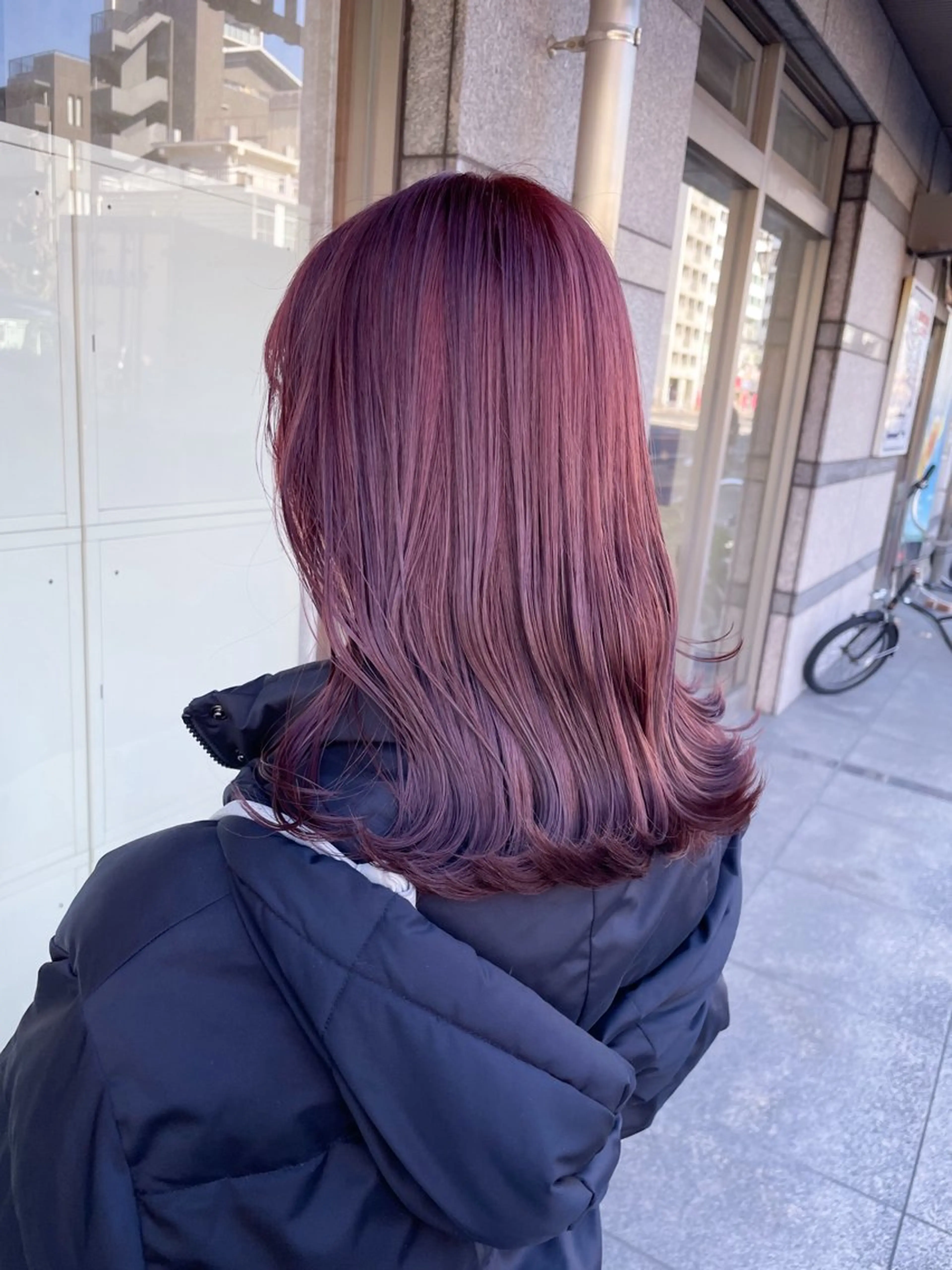 セミロング カラー ダブルカラー ピンクカラー ヘアカラー トリートメント イワタ マハ/ minim hairのヘアスタイル