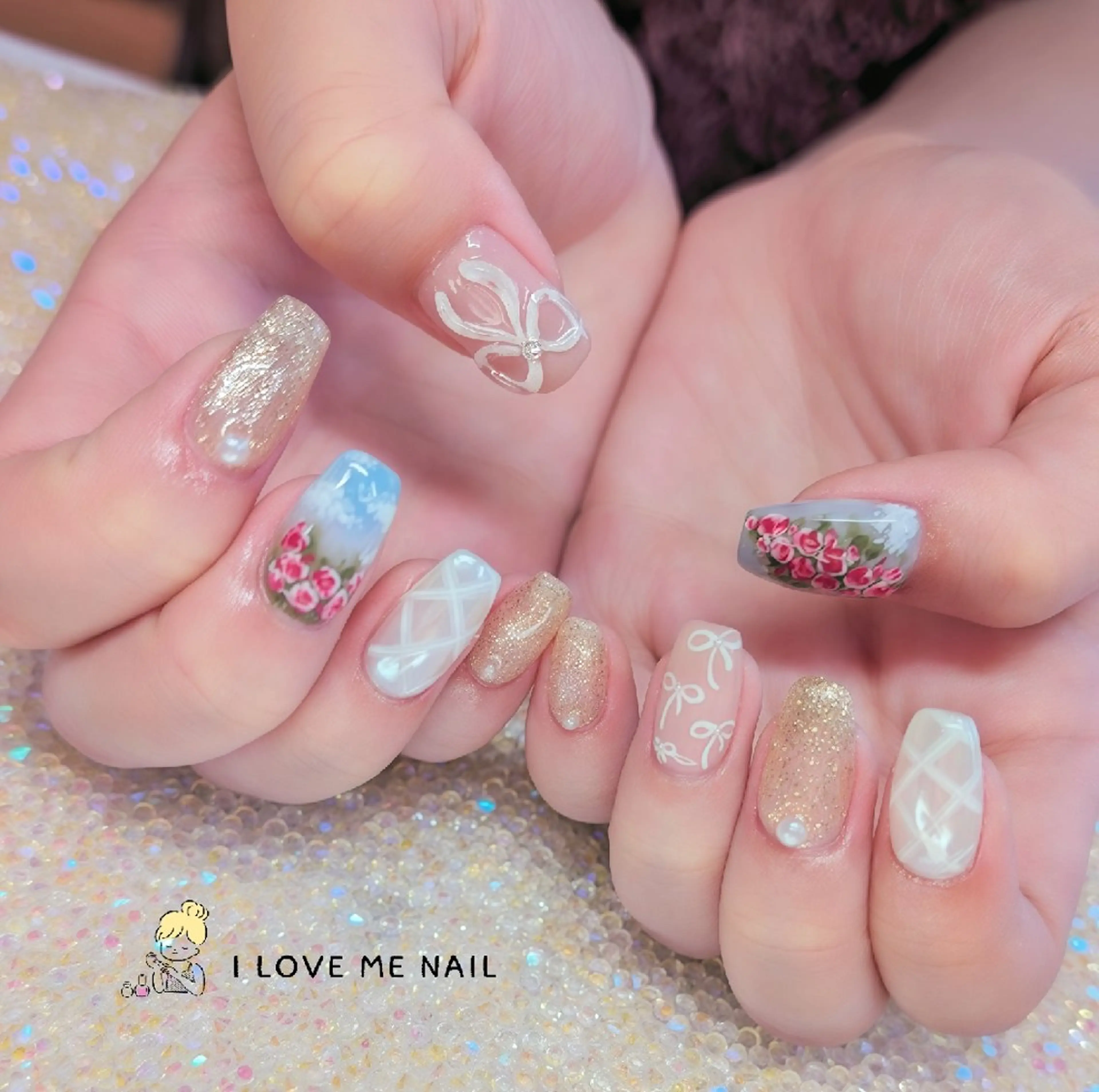 ネイル 長さ出し ハート 韓国ネイル マグネットネイル ニュアンスネイル ハンドネイル I LOVE ME  NAIL.｡.:*♡のネイルデザイン