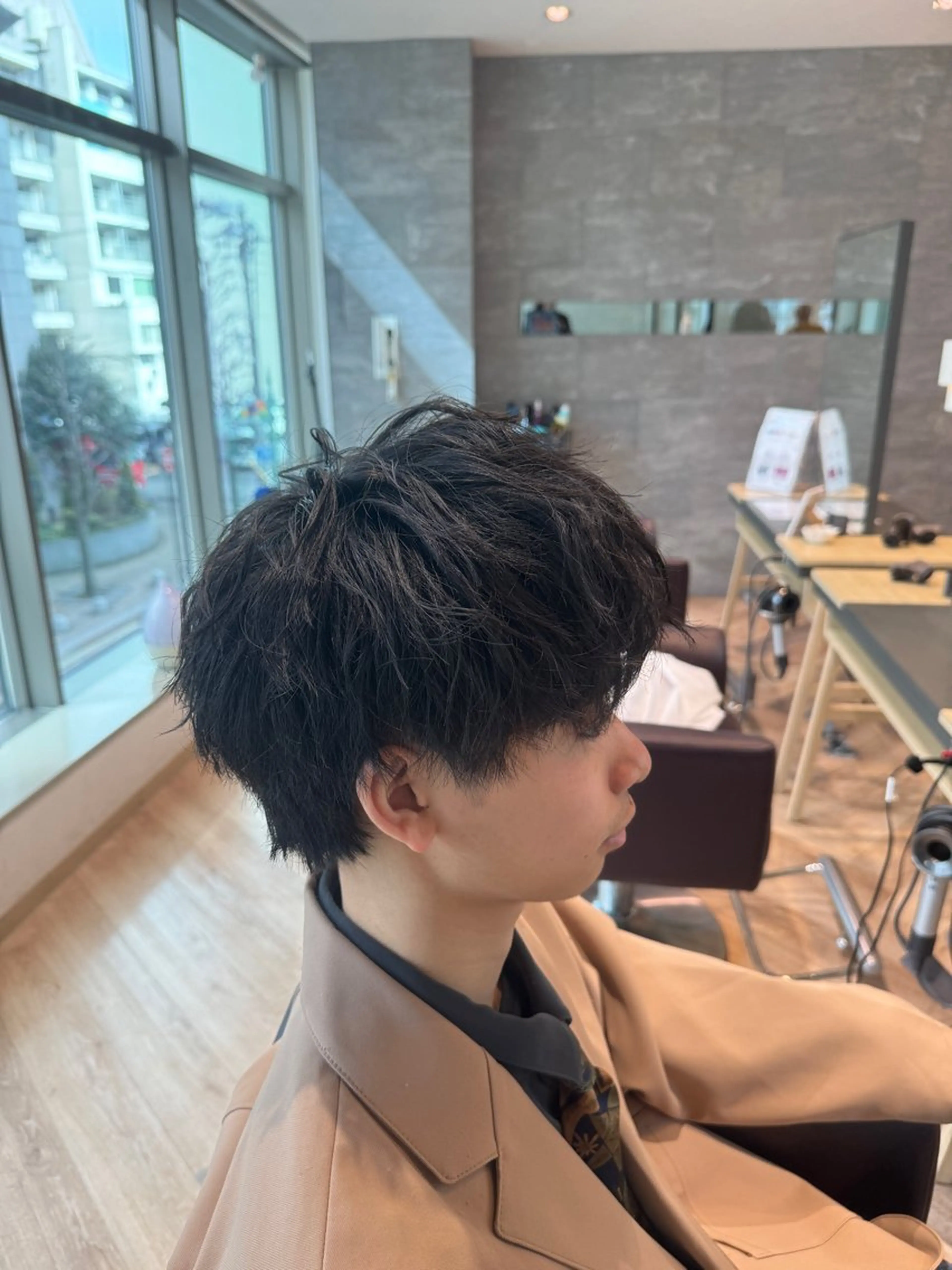 ショート メンズ マッシュ メンズパーマ メンズ特化/ センターパート/八谷のヘアスタイル