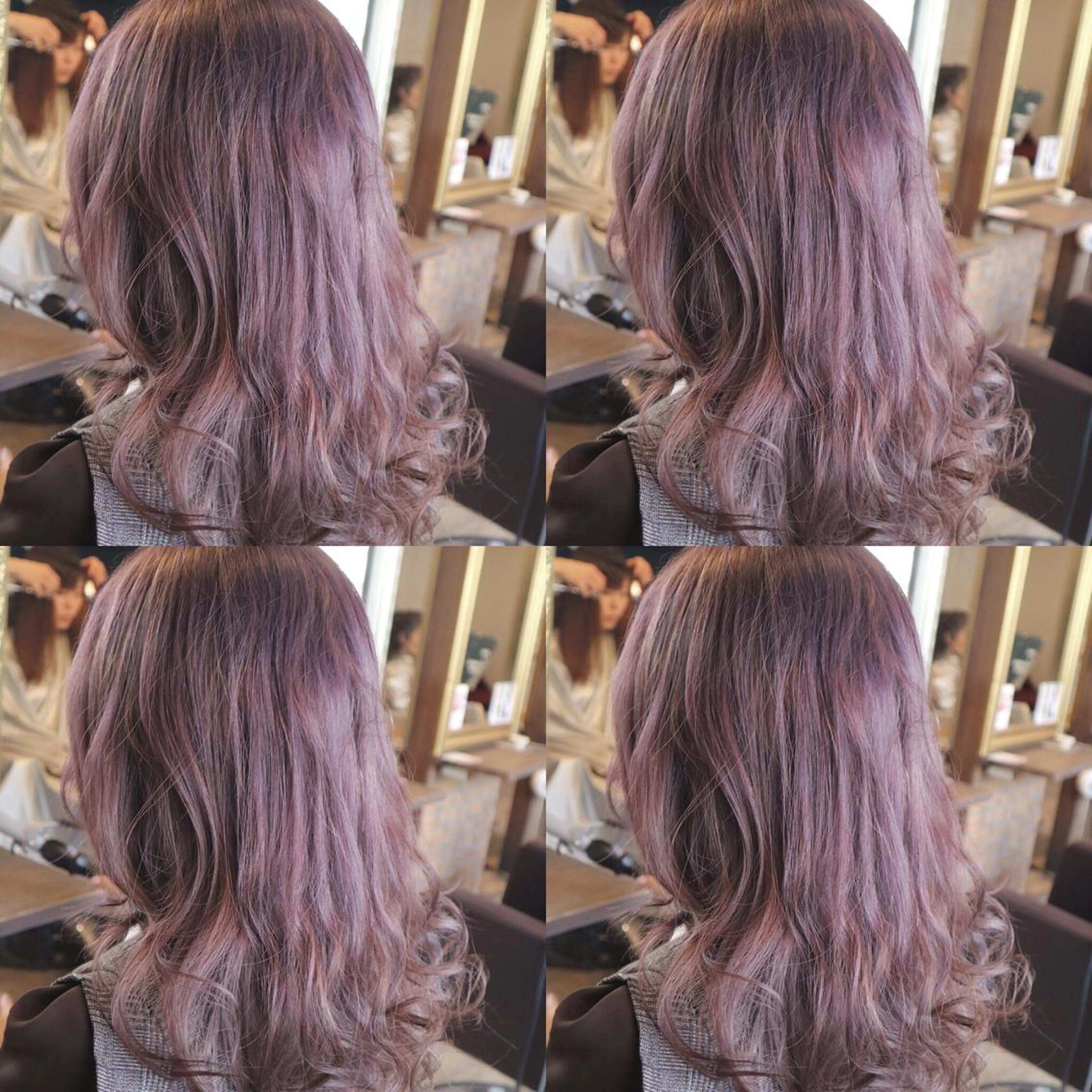 ミディアム カラー アッシュ ピンクカラー ピンクアッシュ ヘアカラー トリートメント JILBLAN京都 ショート/ハイライトのヘアスタイル