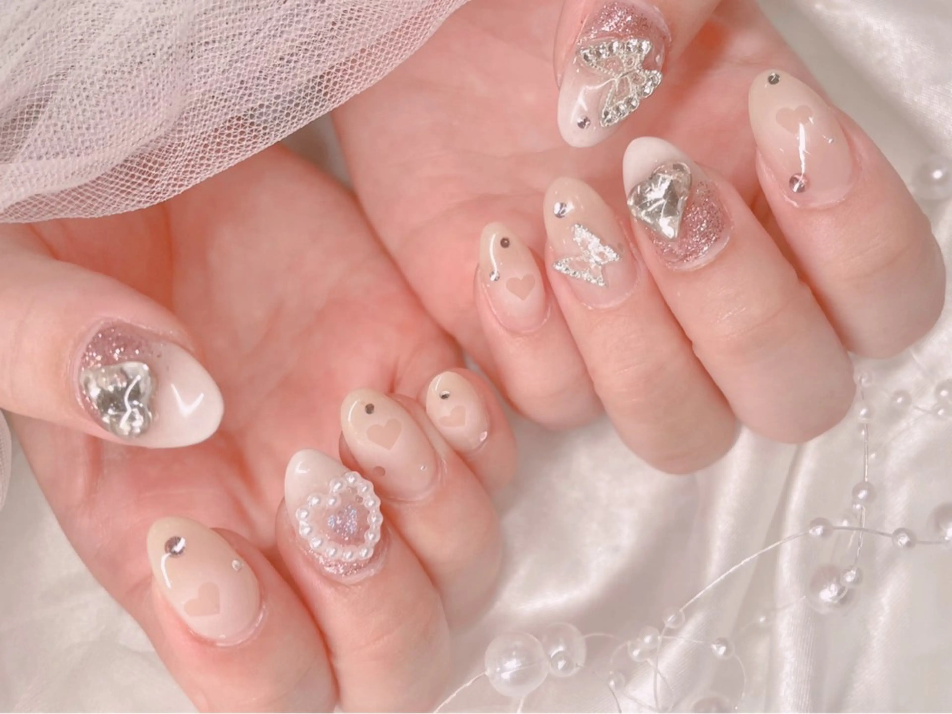 ネイル ハート 春ネイル ワンホンネイル ハンドネイル ゆりか ジョアアンジェ福島のネイルデザイン