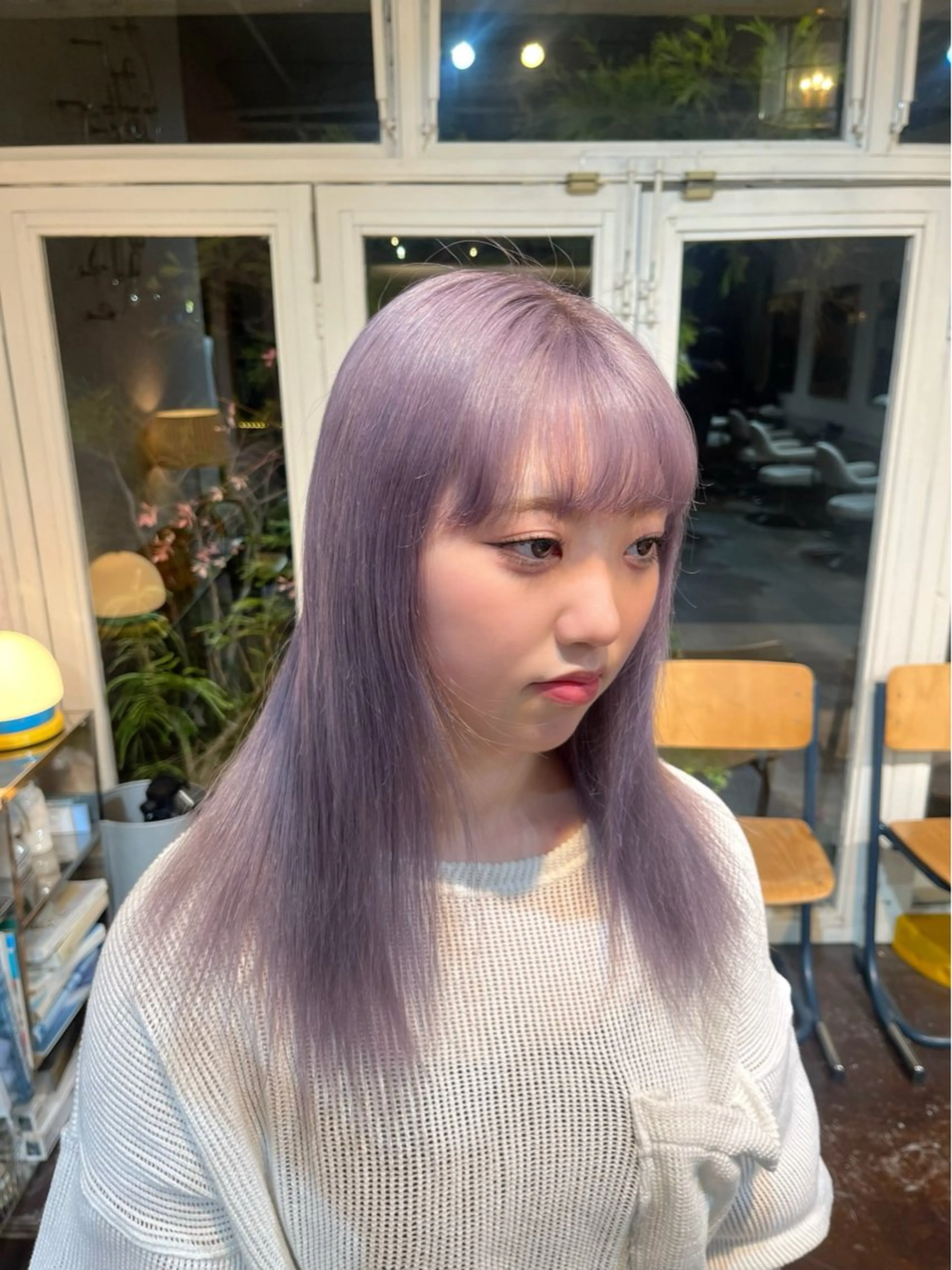 セミロング カラー パープルカラー chikashitsu所属・Junmi/ﾁｶｼﾂ /堀江のヘアスタイル