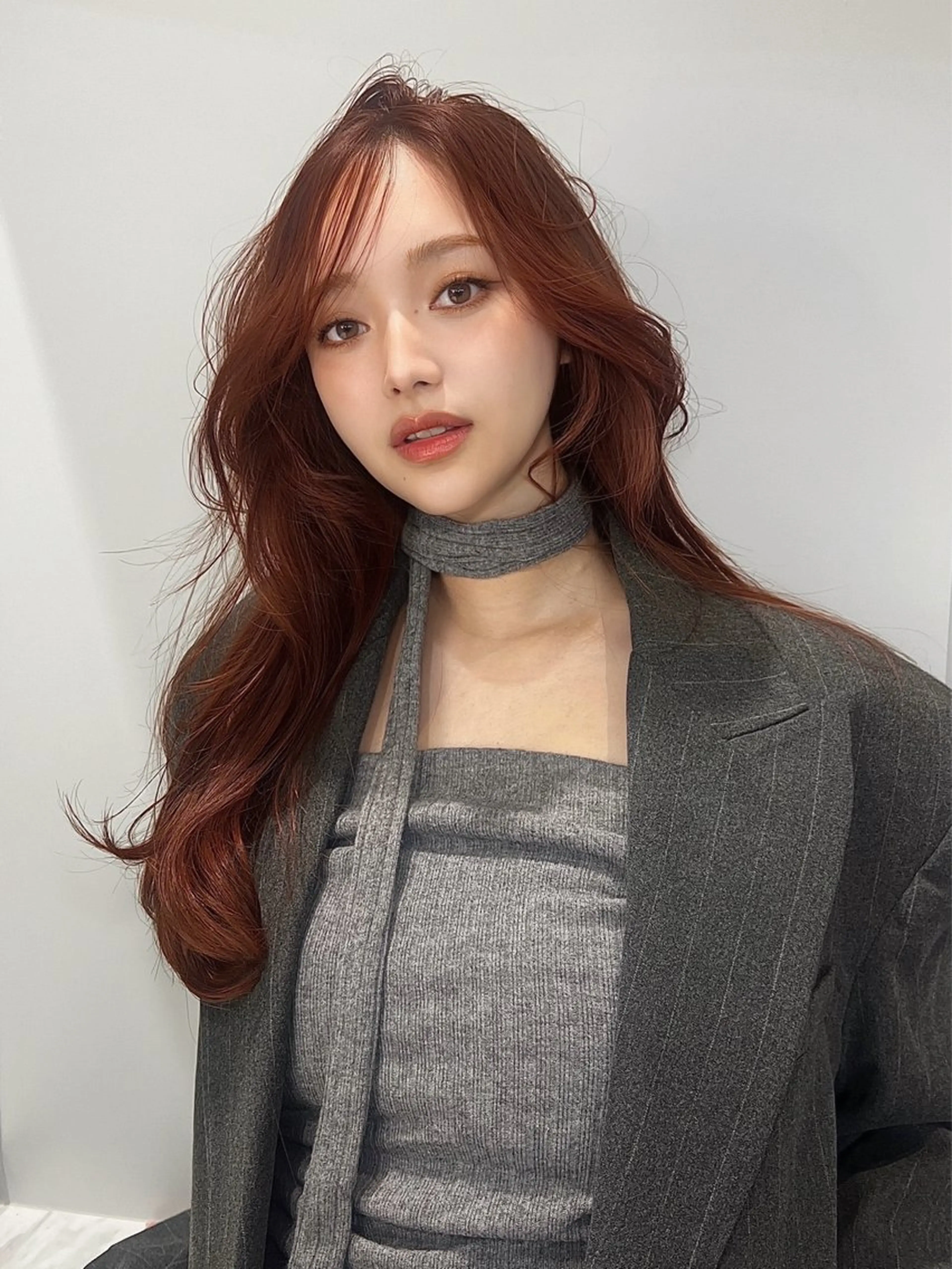 ロング カラー ブラウンカラー レッドカラー レッドブラウン 柔らかブラウン/顔周 りレイヤー♡ユウシのヘアスタイル