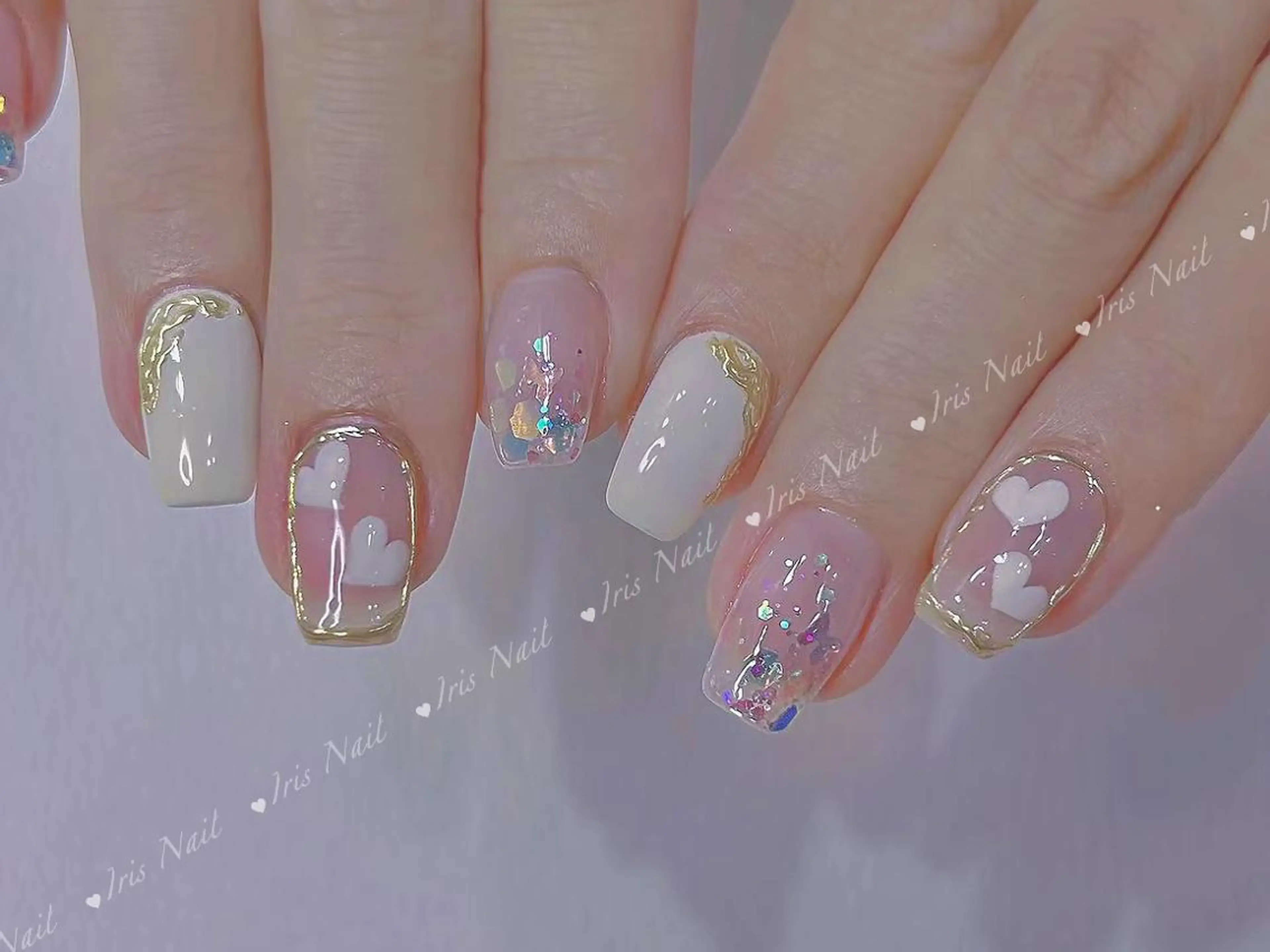 ネイル ハート ミラーネイル ハンドネイル ハンドケア IRIS NAIL大塚のネイルデザイン