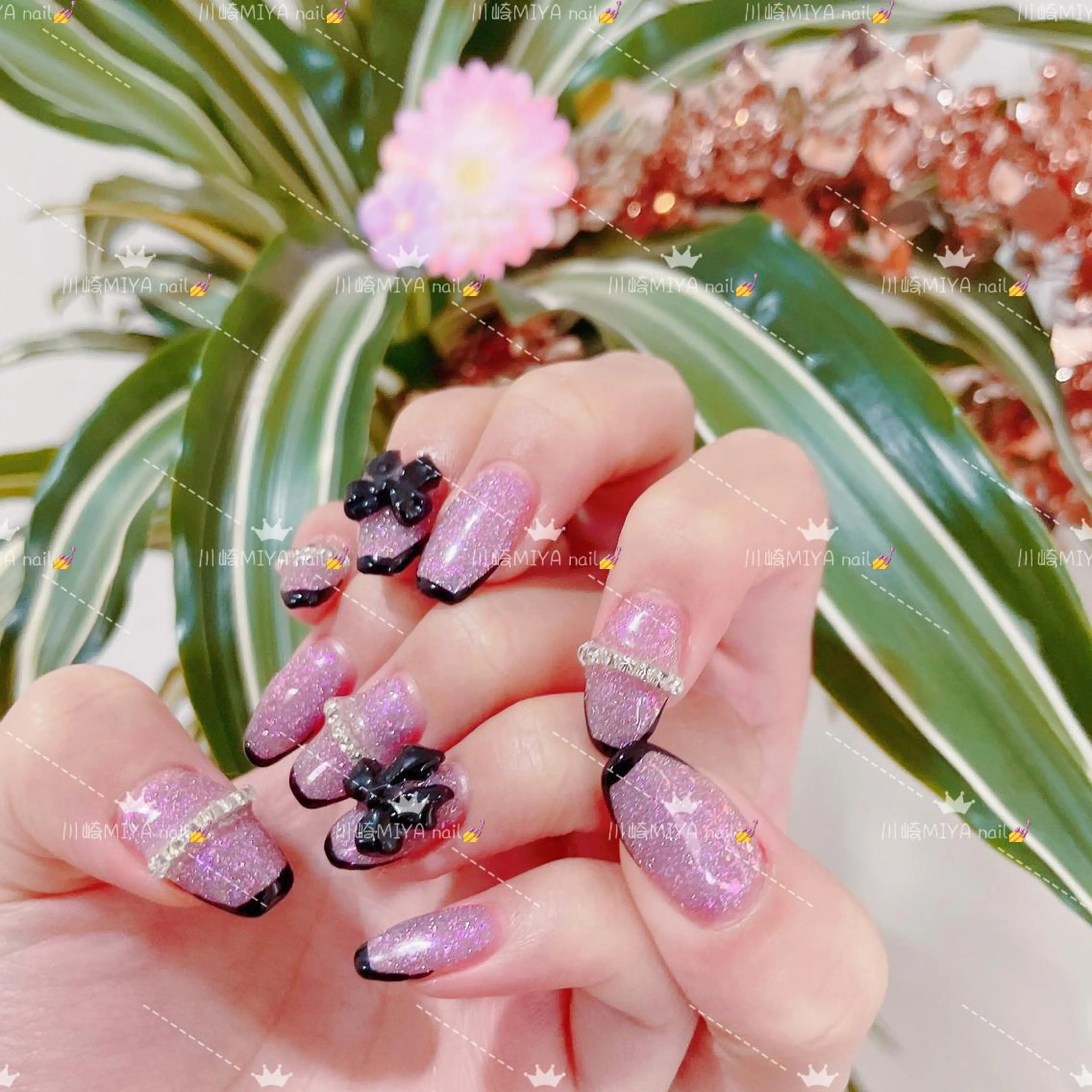 ロング ハンドネイル ハンドケア 💜MIYA nail川崎店のネイルデザイン