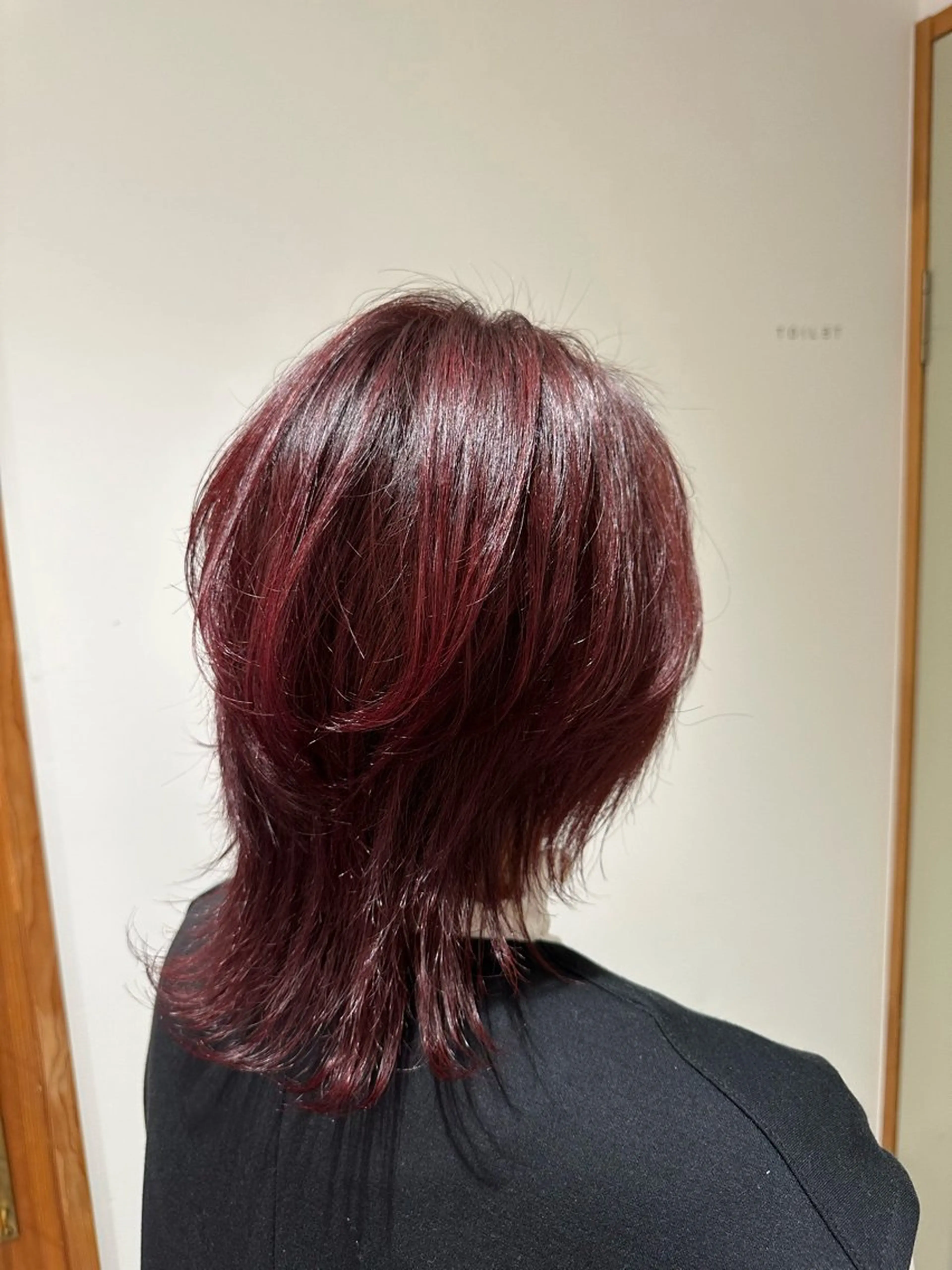 ミディアム カラー レッドカラー ヘアカラー トリートメント レイヤー/蟹江/ くすみカラー/川口のヘアスタイル