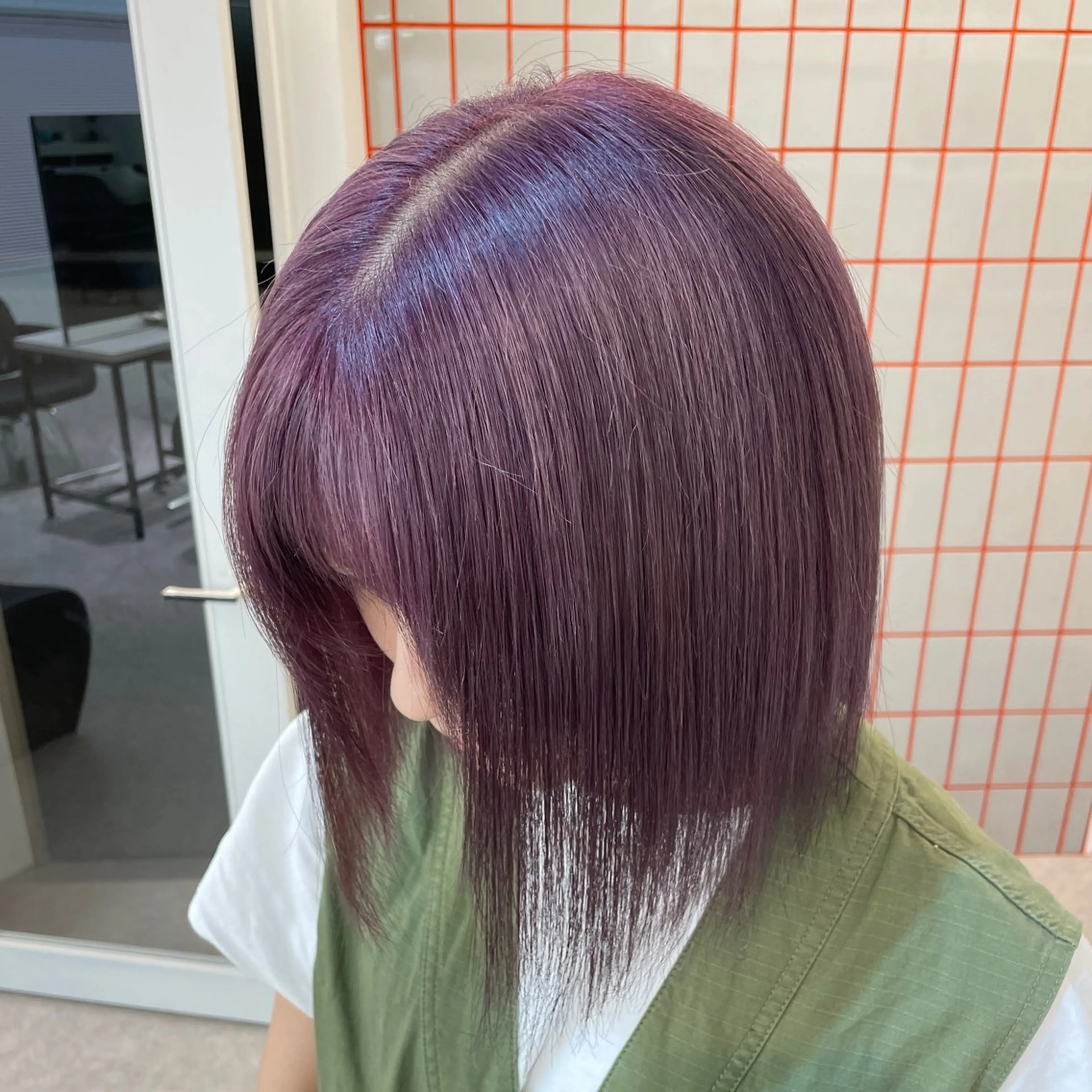 ミディアム カラー ラベンダーカラー ピンクカラー ピンクラベンダー ヘアカラー ブリーチ/グレージュ 🎀momo🎀のヘアスタイル