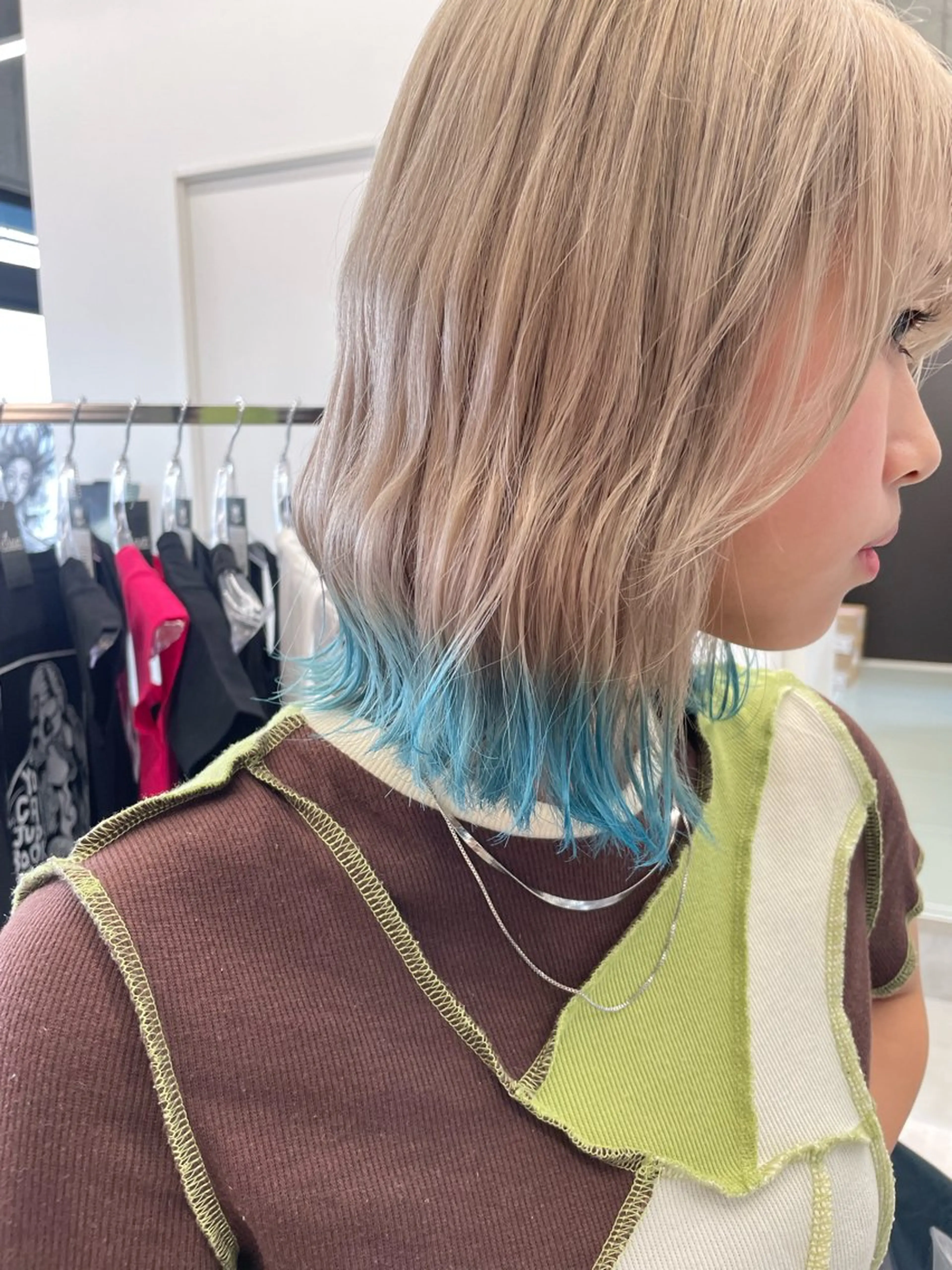 ミディアム カラー ブリーチ ブルーカラー 薬院浄水通/ショート /ボブ/rukaのヘアスタイル