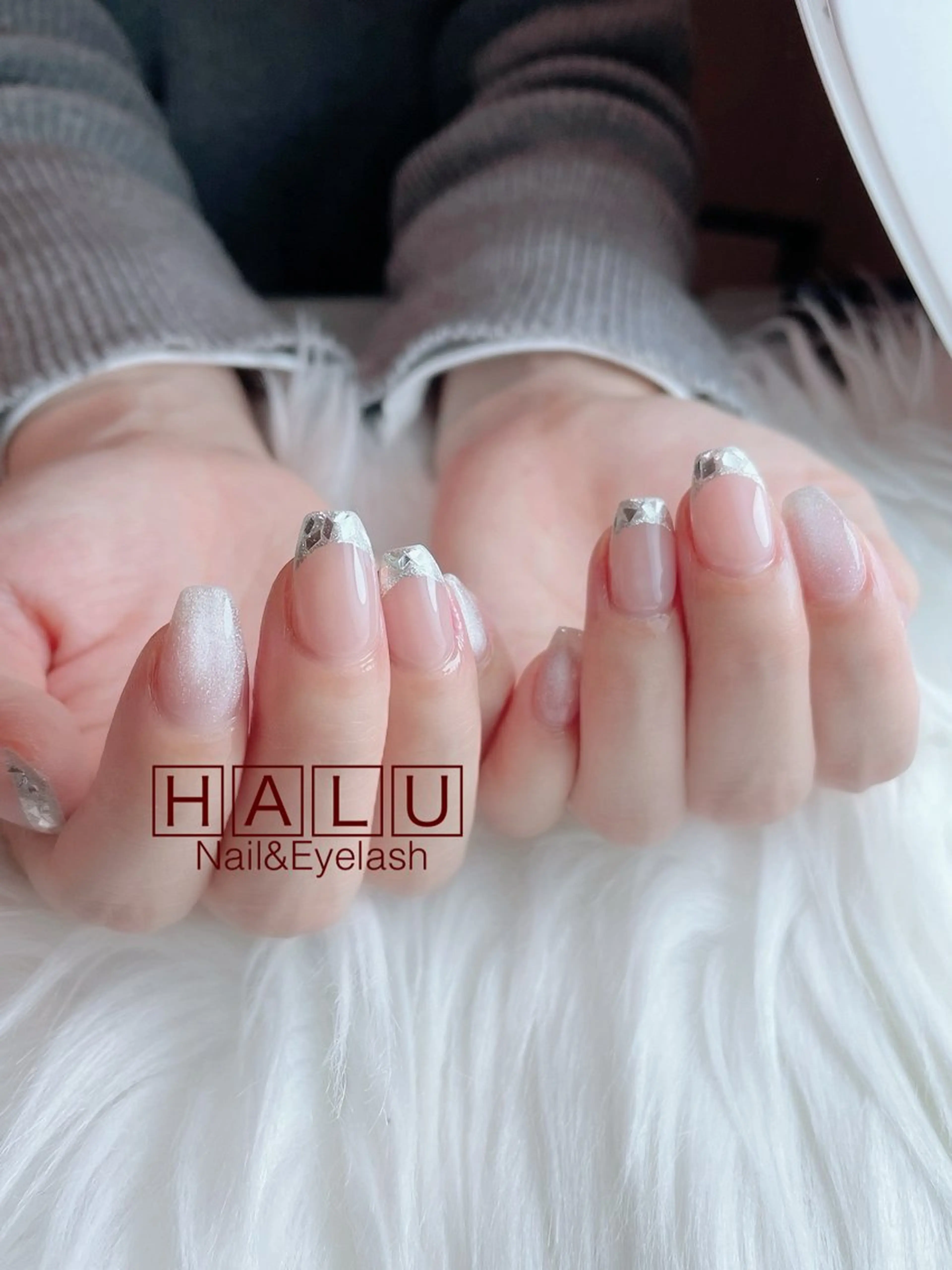 ネイル フレンチネイル ガラスフレンチ マグネットネイル HALU ハルのネイルデザイン