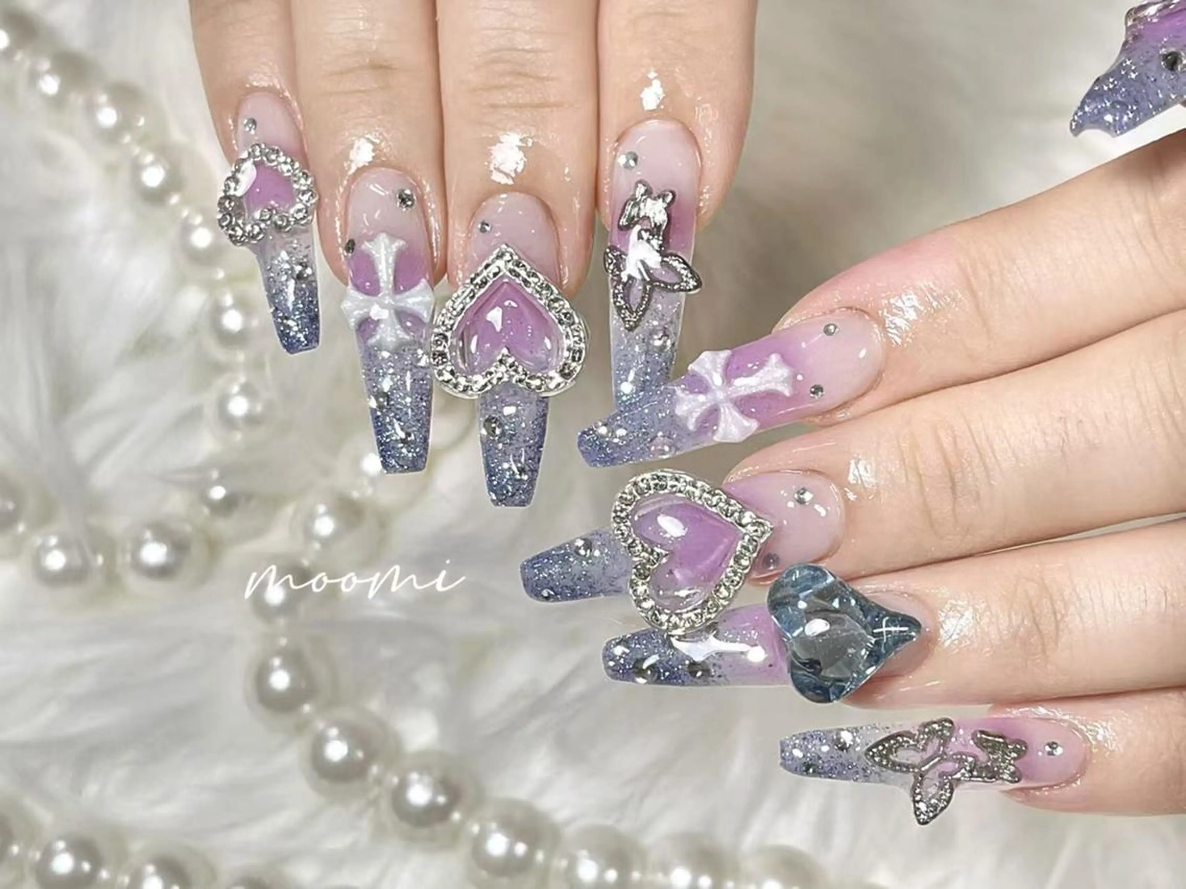 ネイル 長さ出し ジェルネイル グラデーション 韓国ネイル マグネットネイル moomi nail スカルプ専門のネイルデザイン