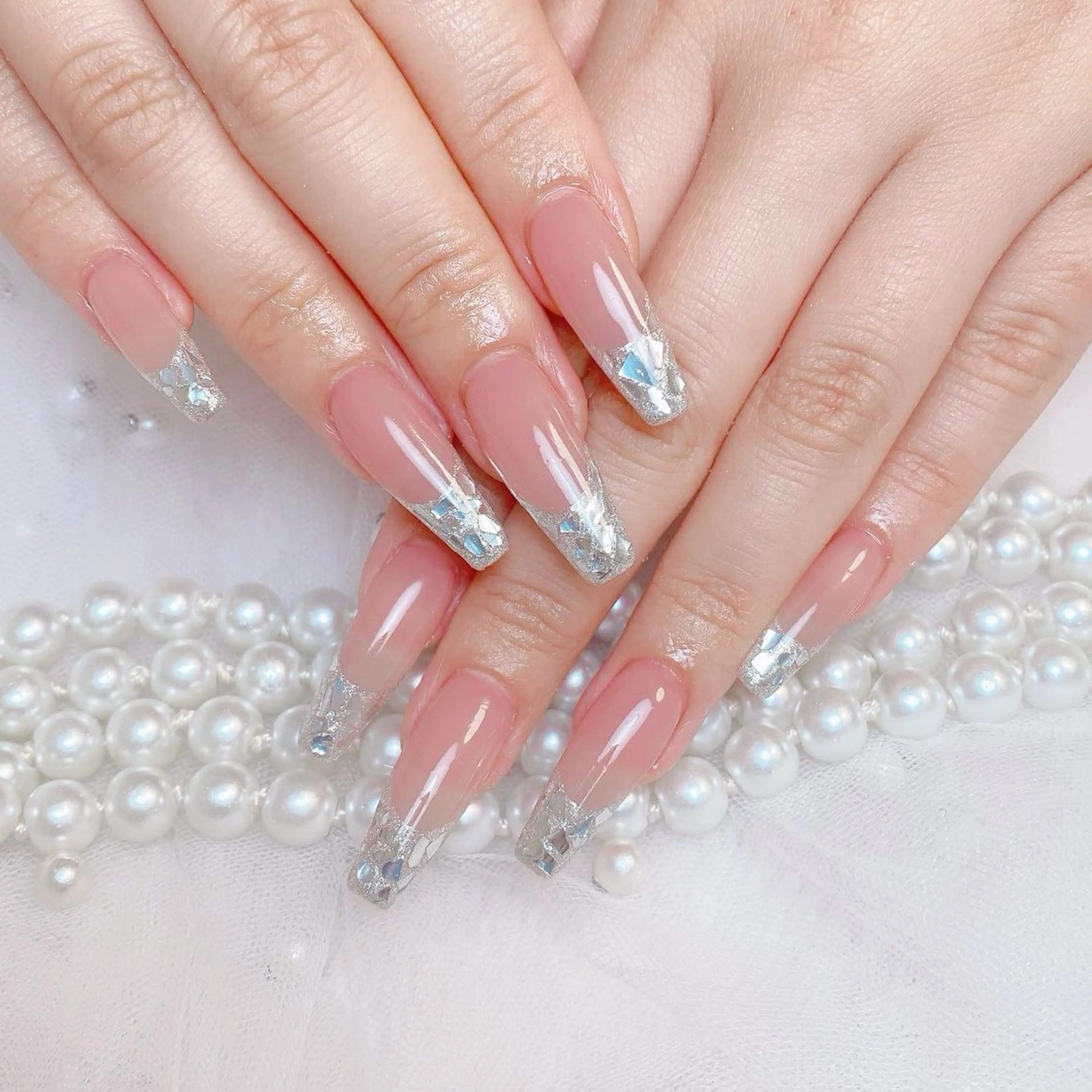 💥💥<チップ長さ出し>🤩🤩ガラスフレンチ、の写真