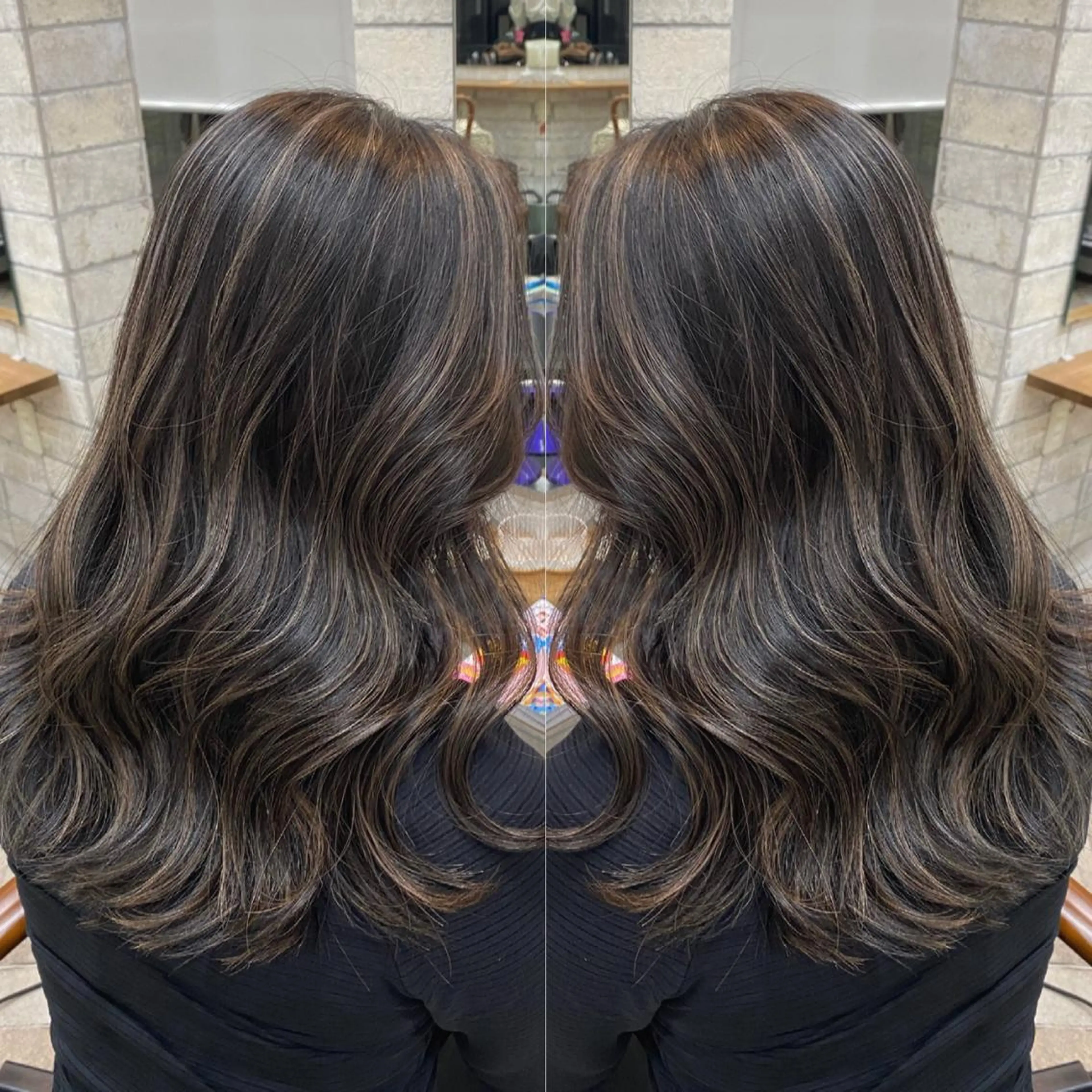 ロング カラー パーマ ヘアアレンジ メンズ キッズ ネイル マツエク・マツパ ヘアカラー ハイライト、レイヤー カット/西梅田/中西のヘアスタイル