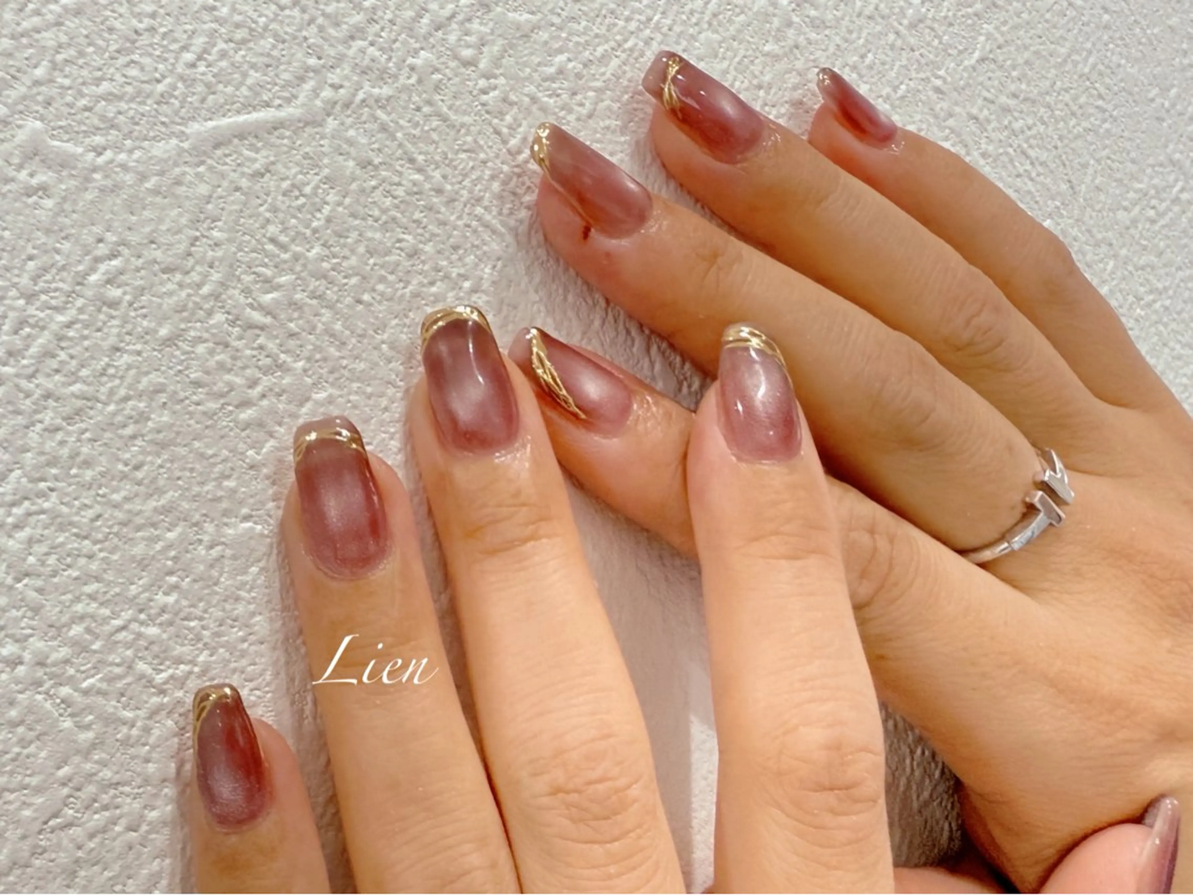 ネイル 長さ出し フットネイル フレンチネイル ジェルネイル ガラスフレンチ ハンドネイル Lien（リアン） 銀座駅6分のネイルデザイン